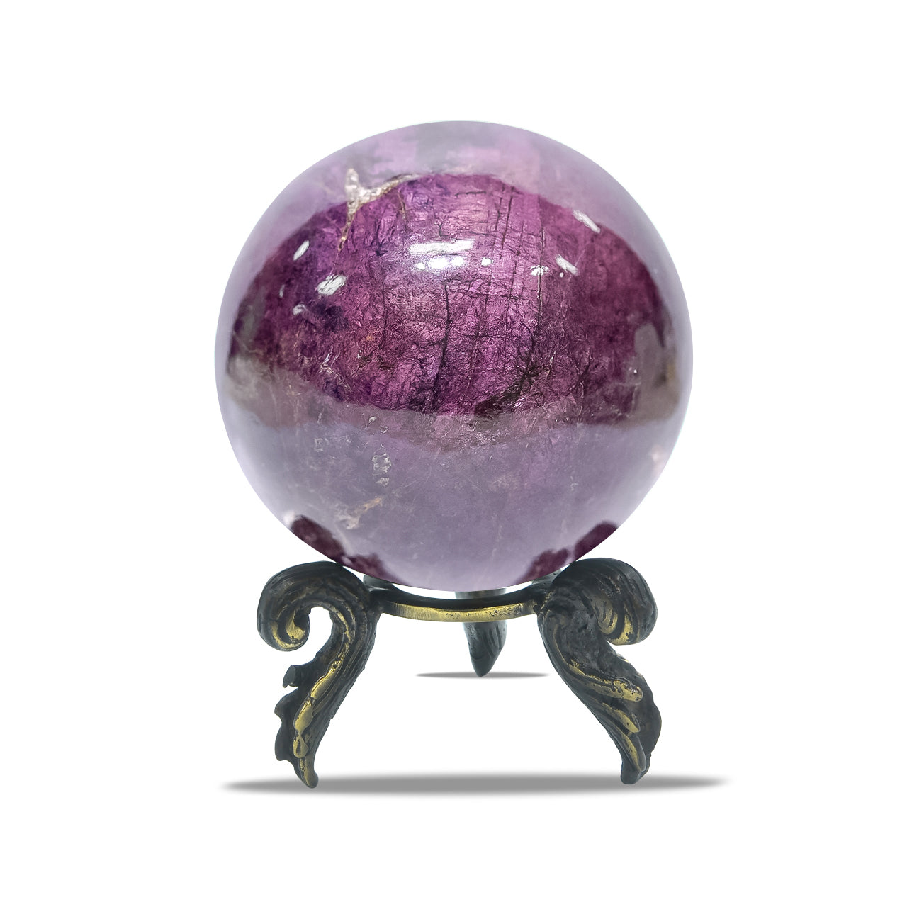 Starborn Purpurite Polished Sphere with Brass Decorative Display Stand