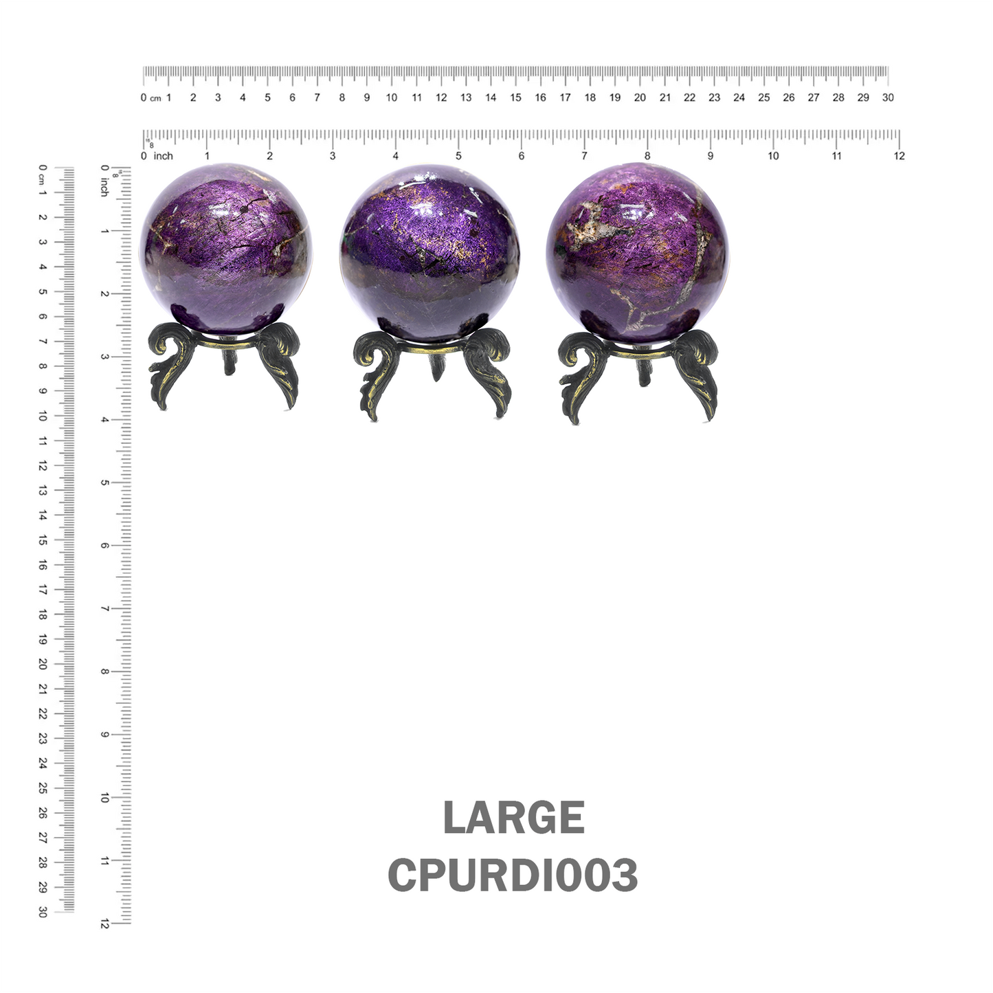 Starborn Purpurite Polished Sphere with Brass Decorative Display Stand