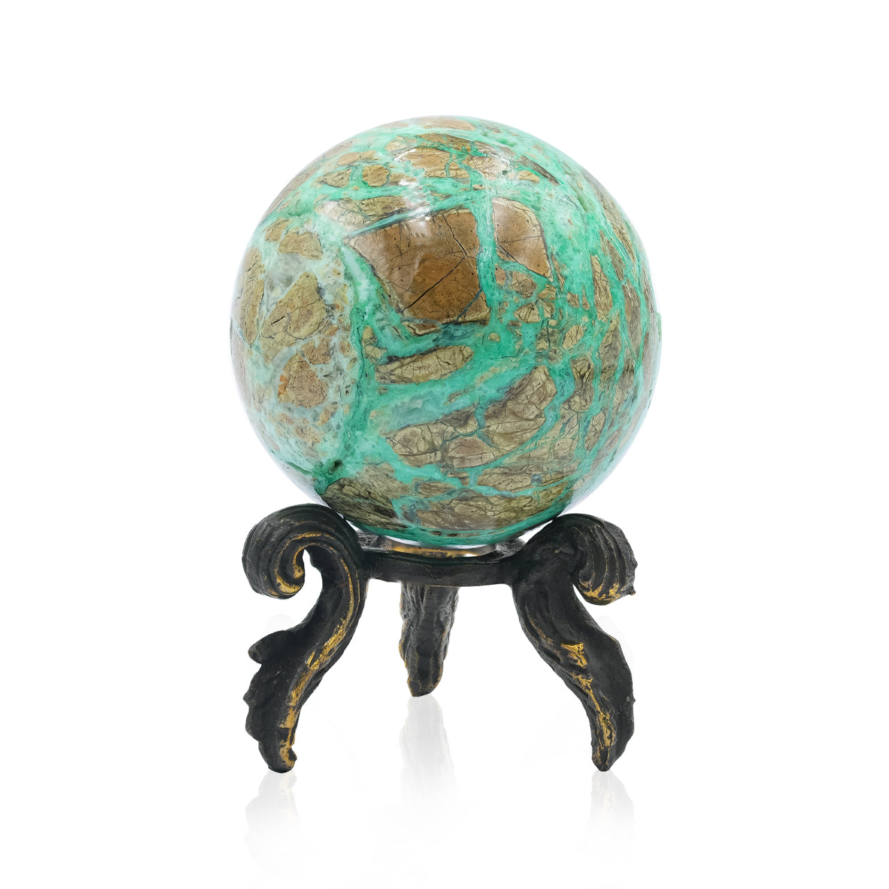 Smithsonite Display Sphere with Brass Decorative Display