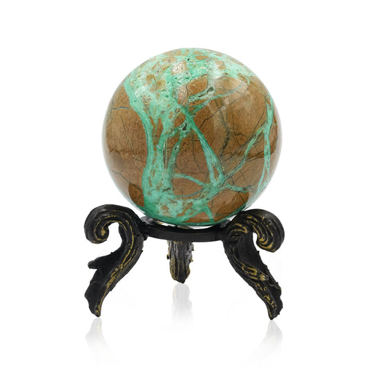 Smithsonite Display Sphere with Brass Decorative Display