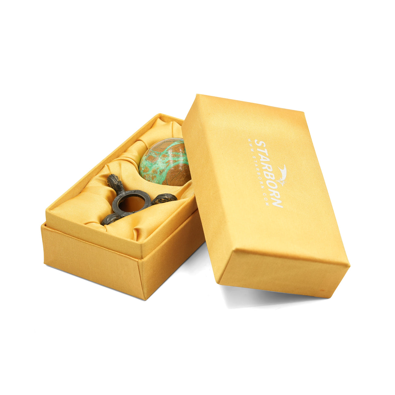 Smithsonite Display Sphere with Brass Decorative Display