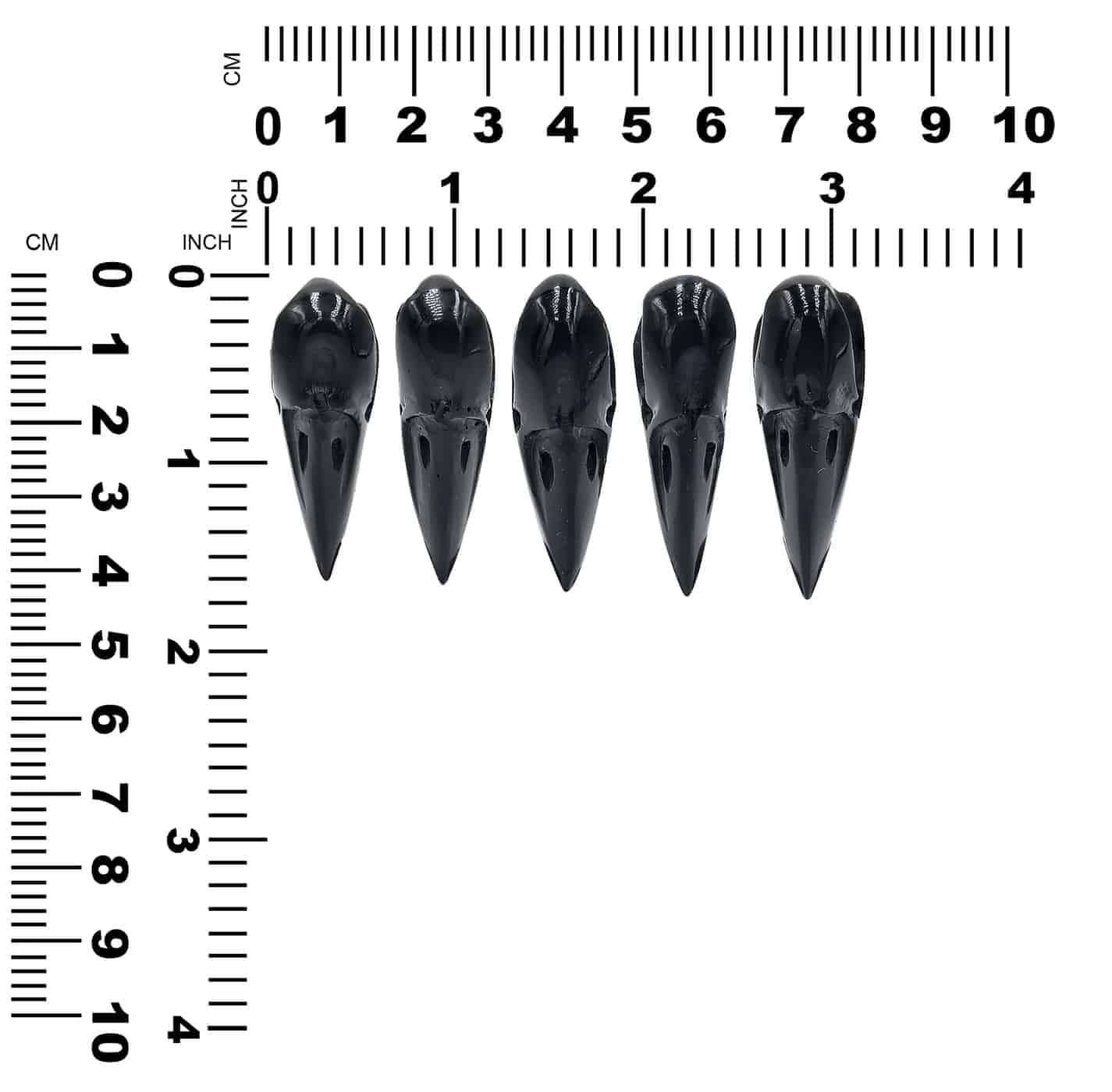 Starborn Black Tektite Hand-Carved Raven Skull 42-43mm - 1 piece