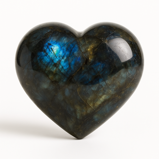 3D Labradorite Heart – Flashy Polished Crystal