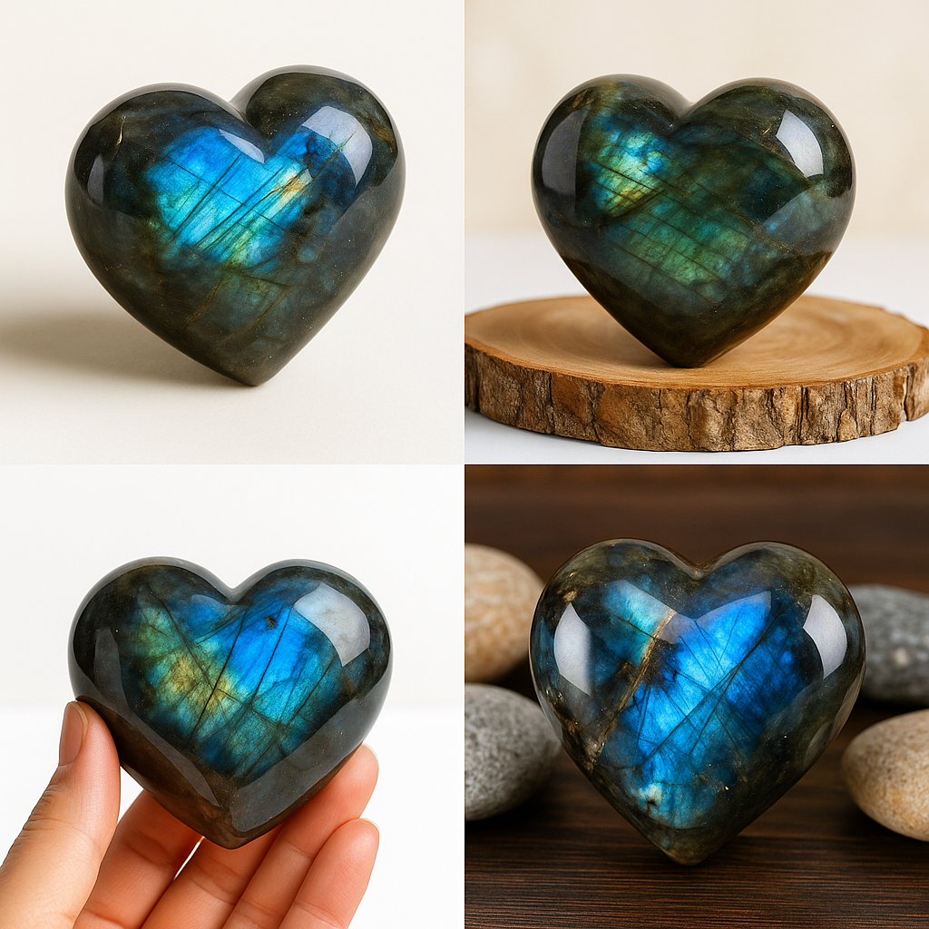 3D Labradorite Heart – Flashy