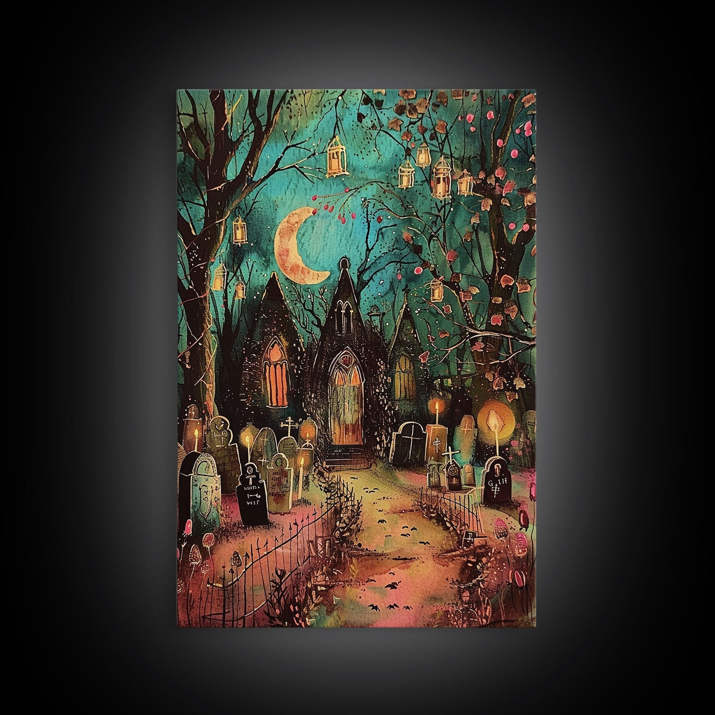 Haunted House Gothic Churchyard - Wall Art