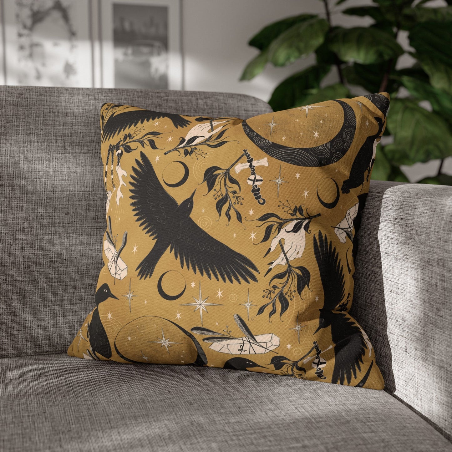 Raven Moon - Throw Pillow