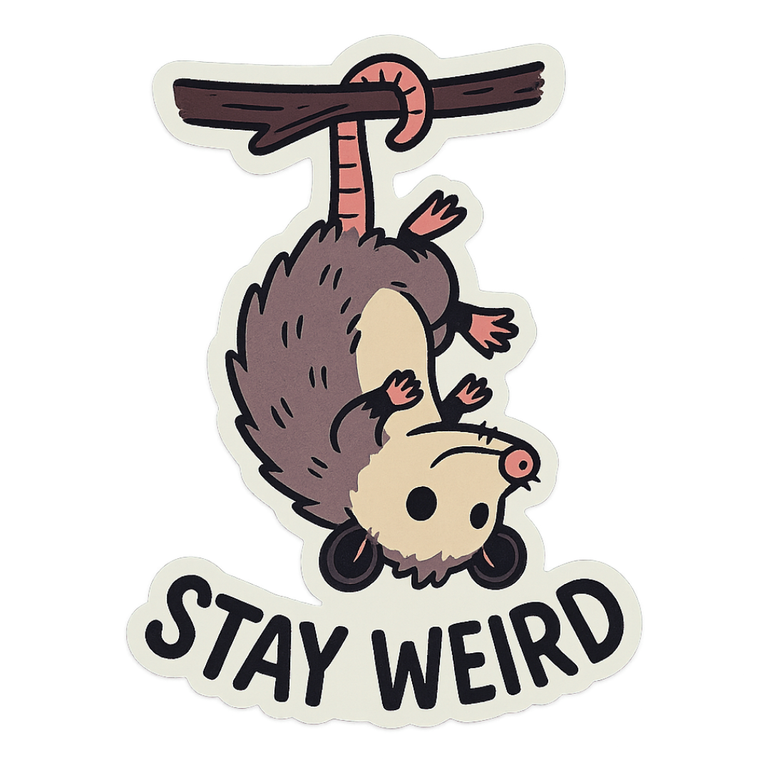"Stay Weird" Funny Opossum Sticker