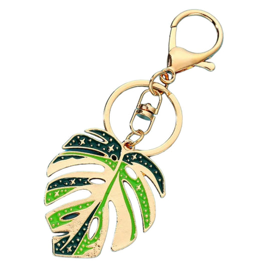 Monstera Golden Keychain