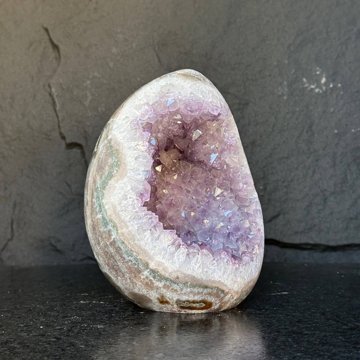 Quartz, Amethyst and Agate - 7.5 Lb Oval Full polished Crystal