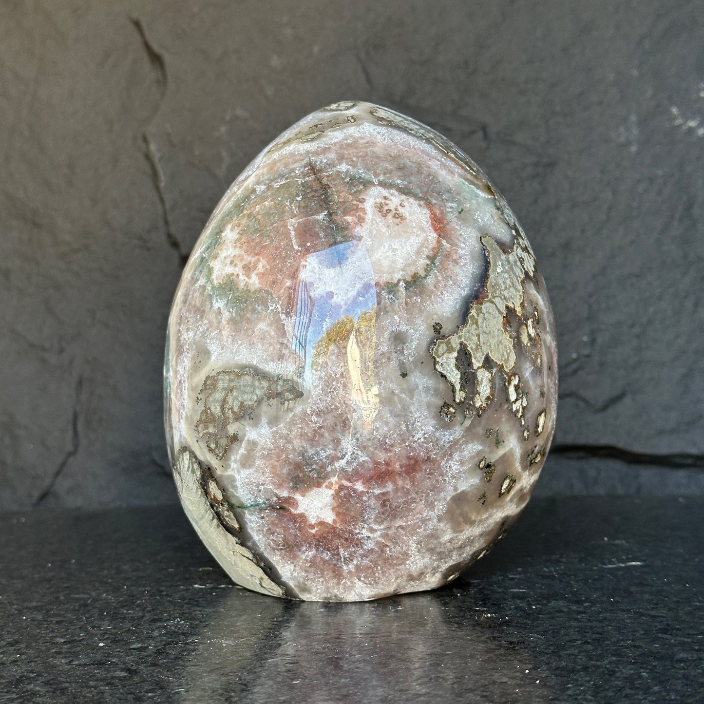 Quartz, Amethyst and Agate - 7.5 Lb Oval Full polished Crystal