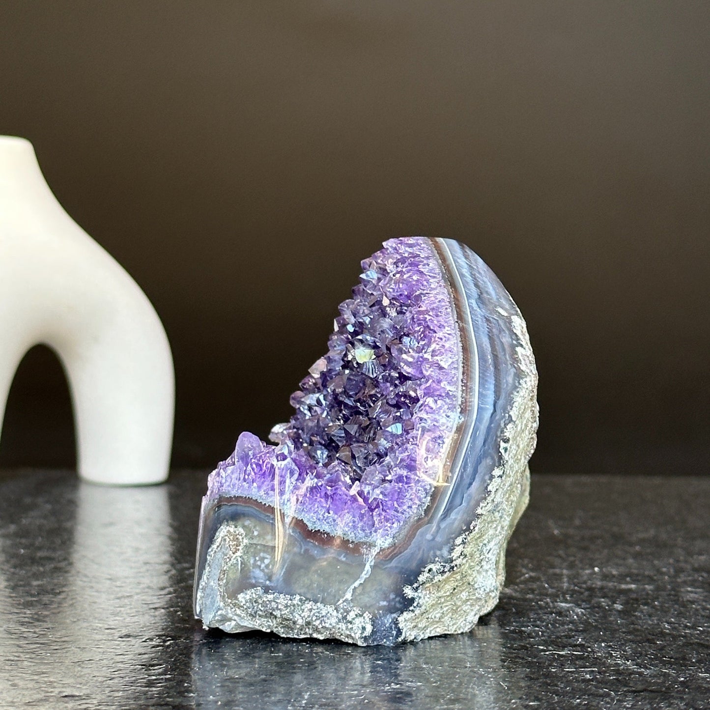 Unique Amethyst Cluster with Agate & Jasper – February Birthstone Crystal Geode for Meditation & Healing