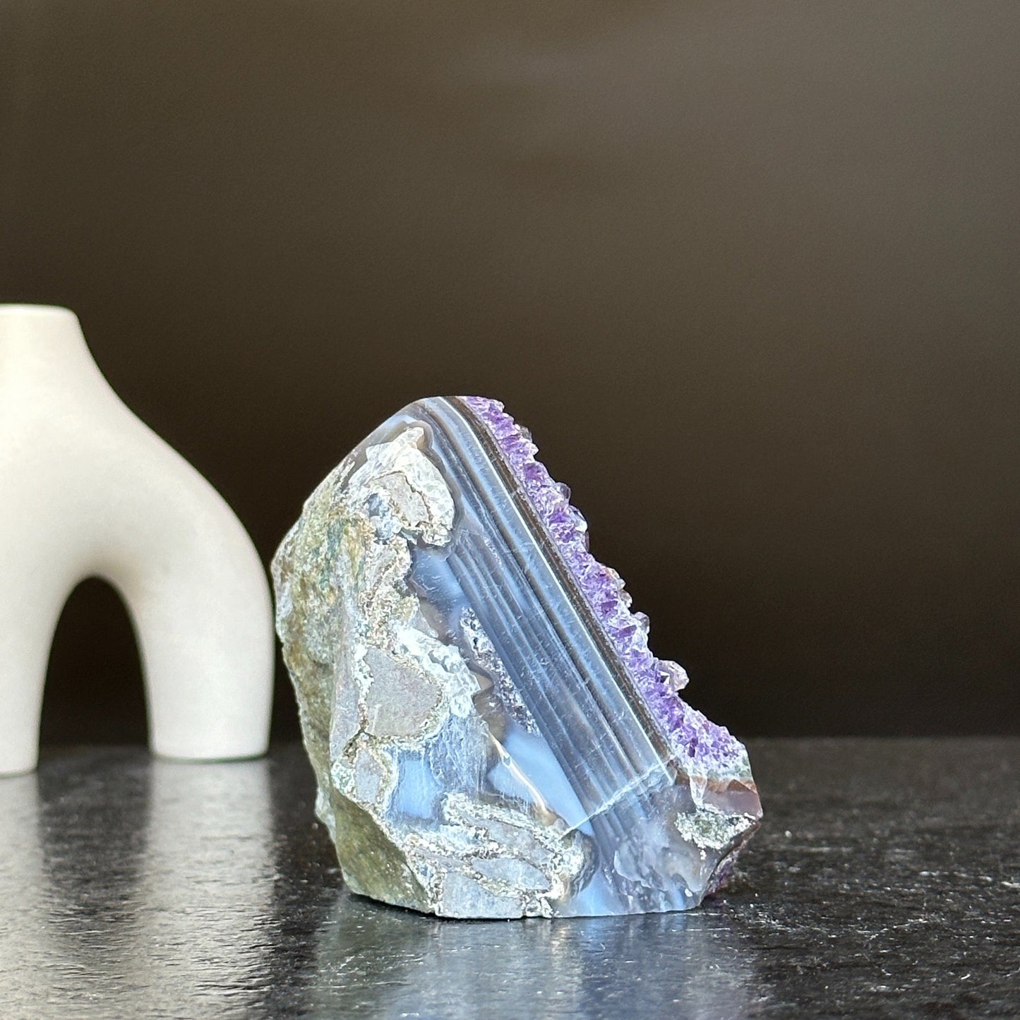 Unique Amethyst Cluster with Agate & Jasper – February Birthstone Crystal Geode for Meditation & Healing
