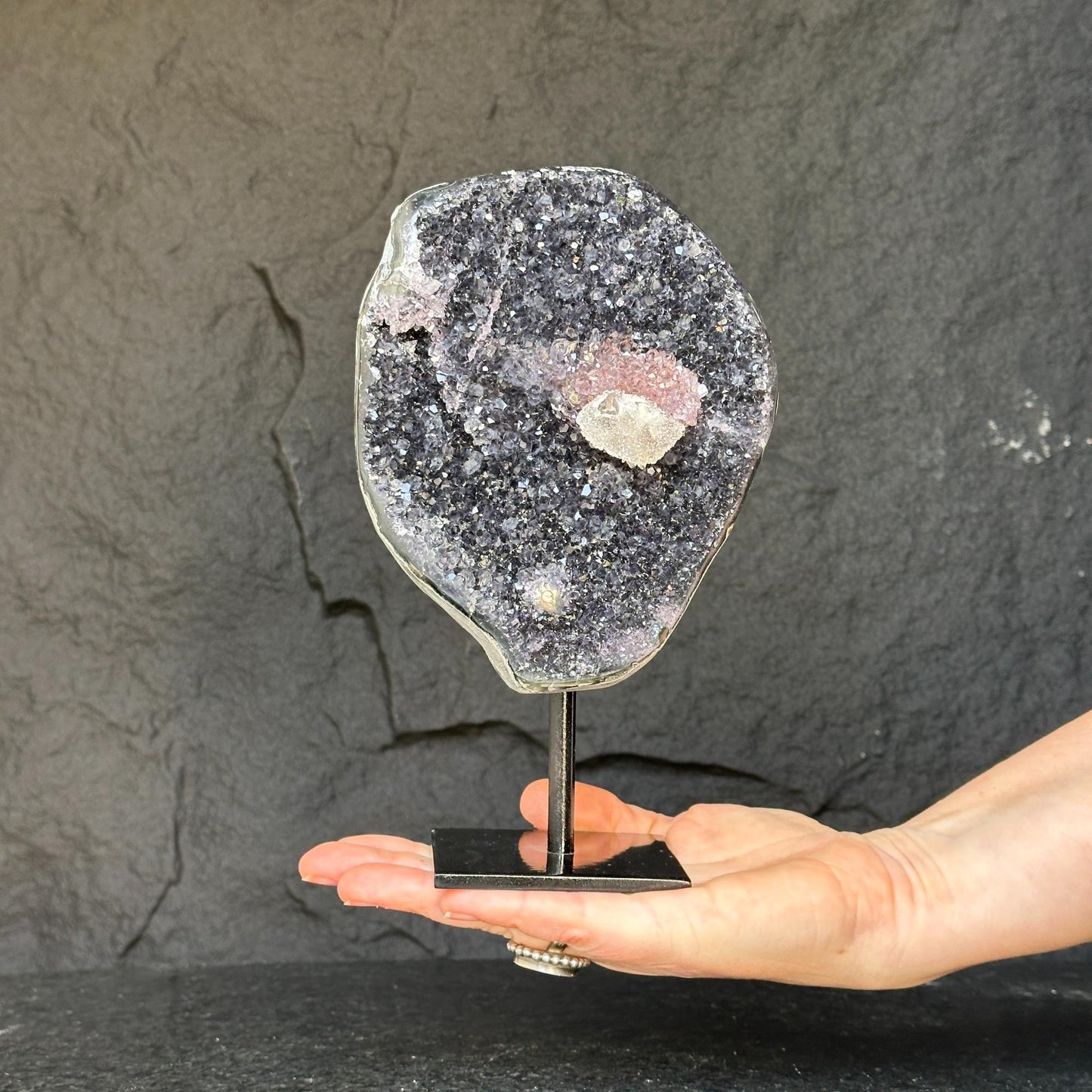 Amethyst with rare formations (Uraguey), with base