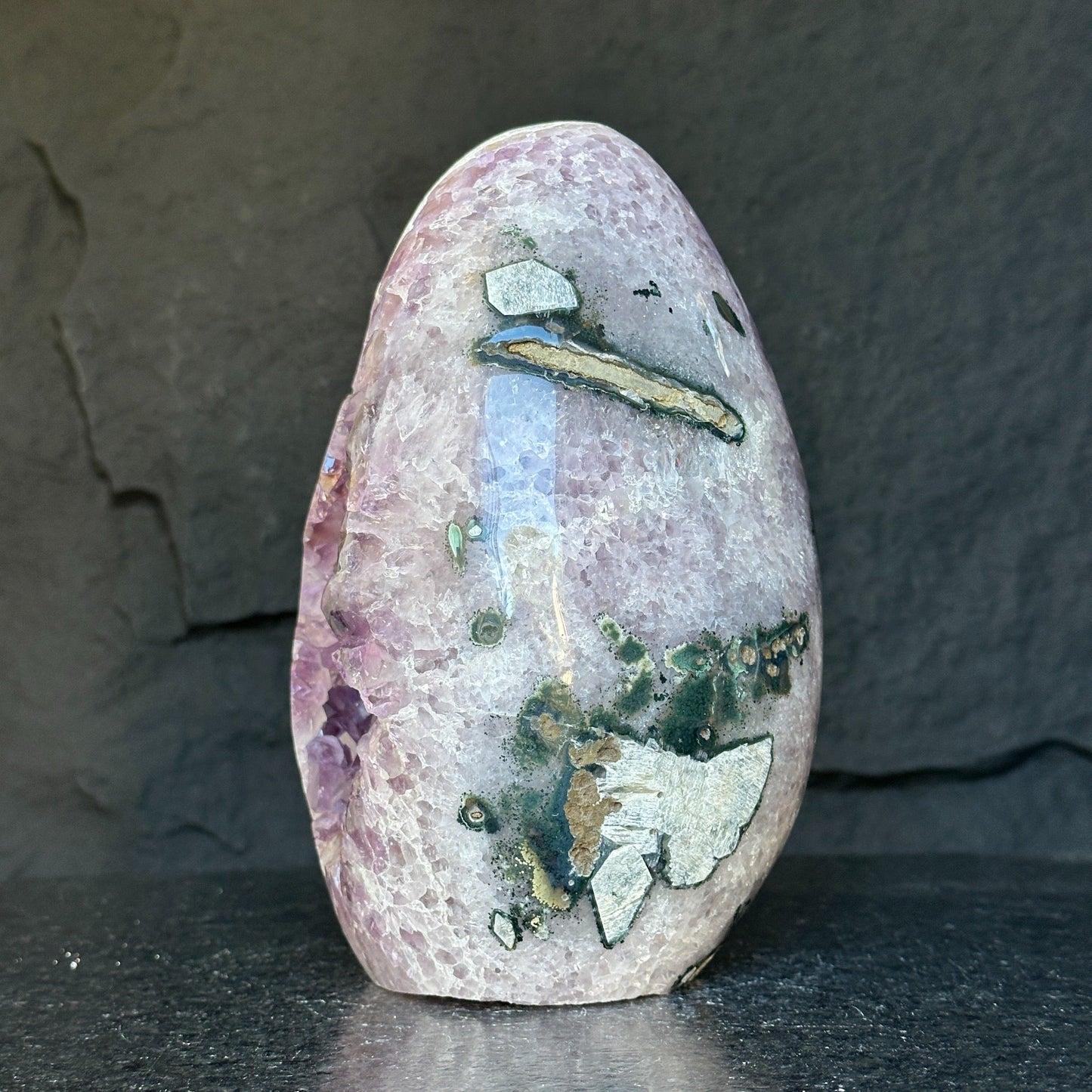 Amethyst Geode Crystal Egg with incredible Agate formations