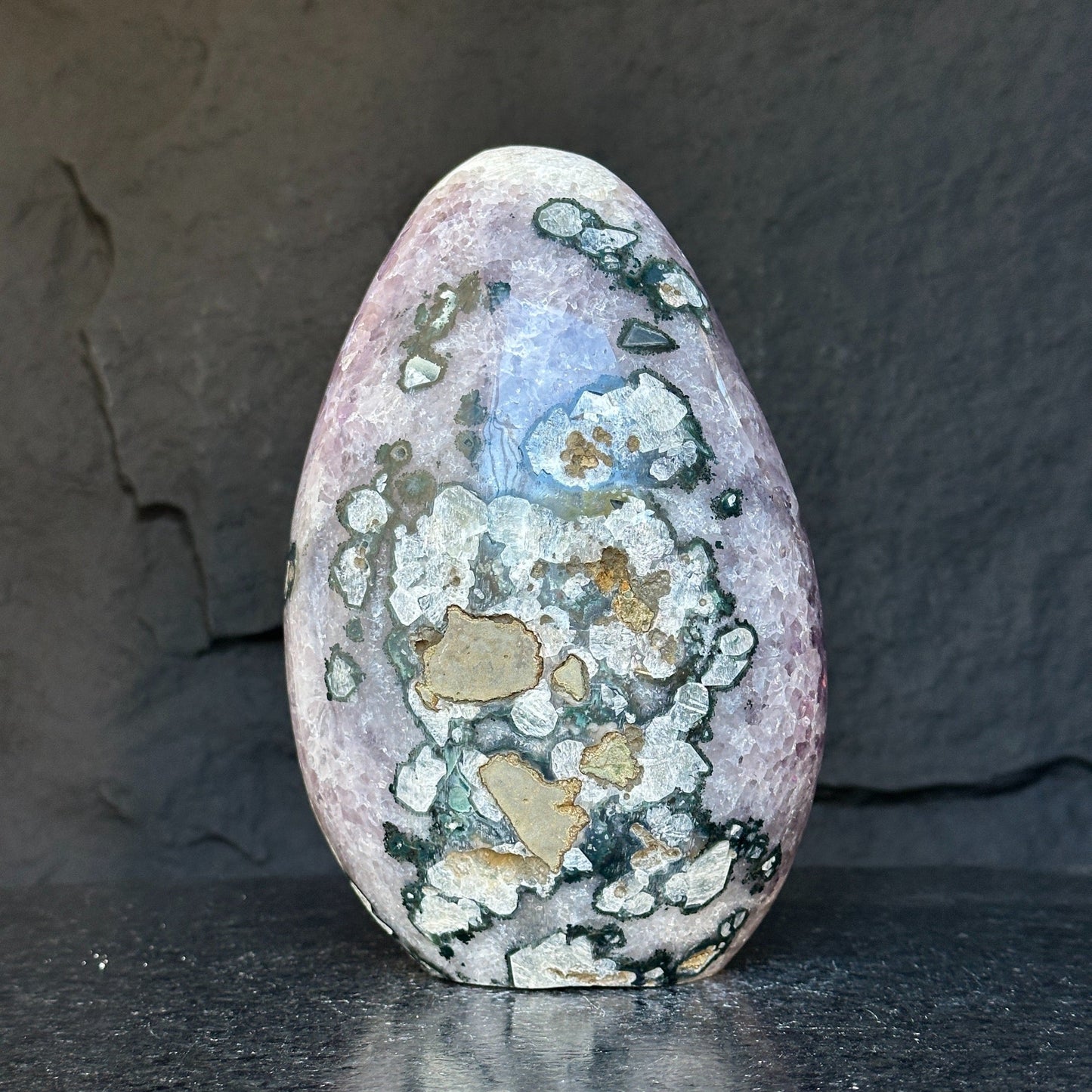Amethyst Geode Crystal Egg with incredible Agate formations