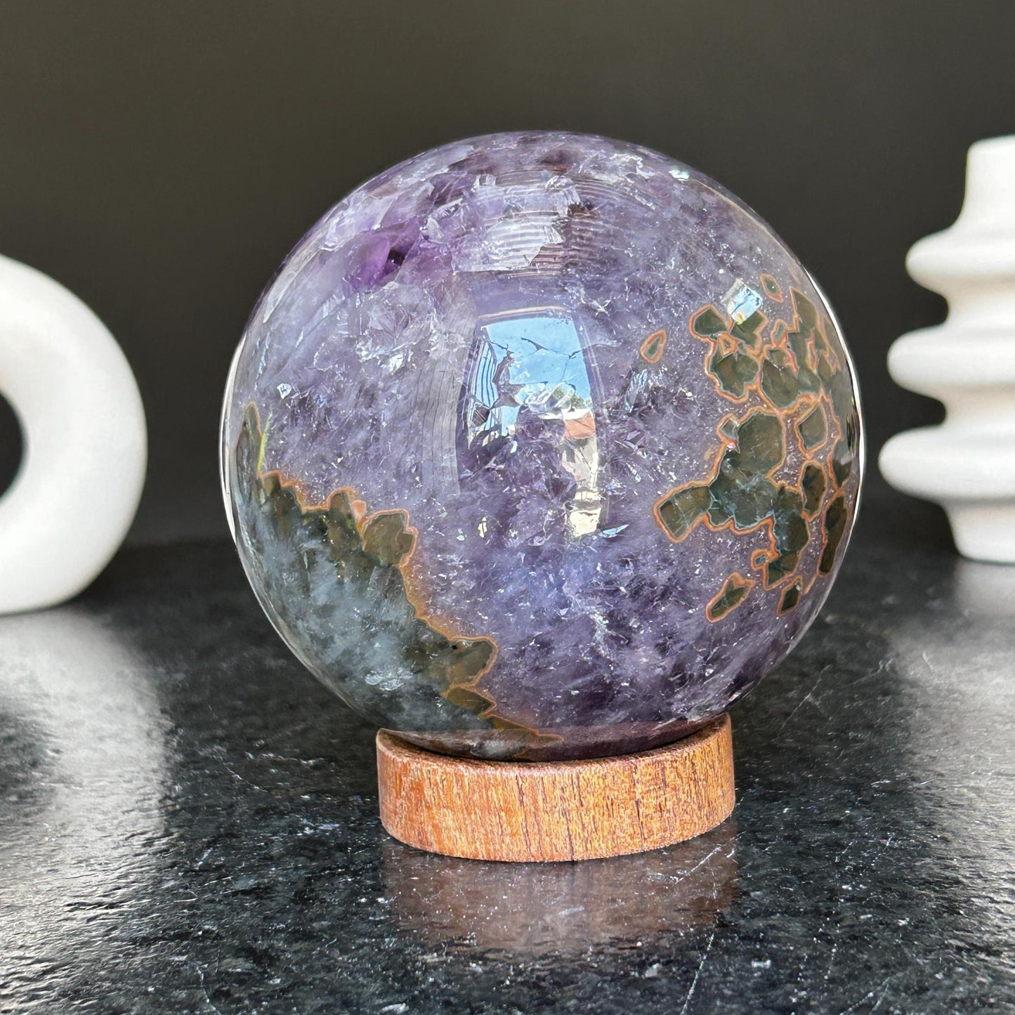 Amethyst Sphere with Agate formations
