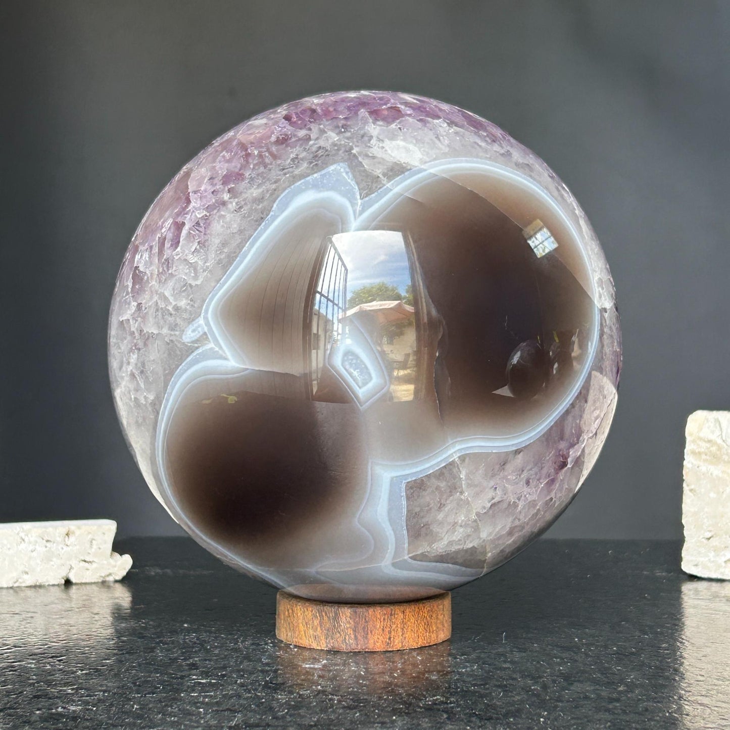 Amethyst and Agate Sphere, Open Crystal ball