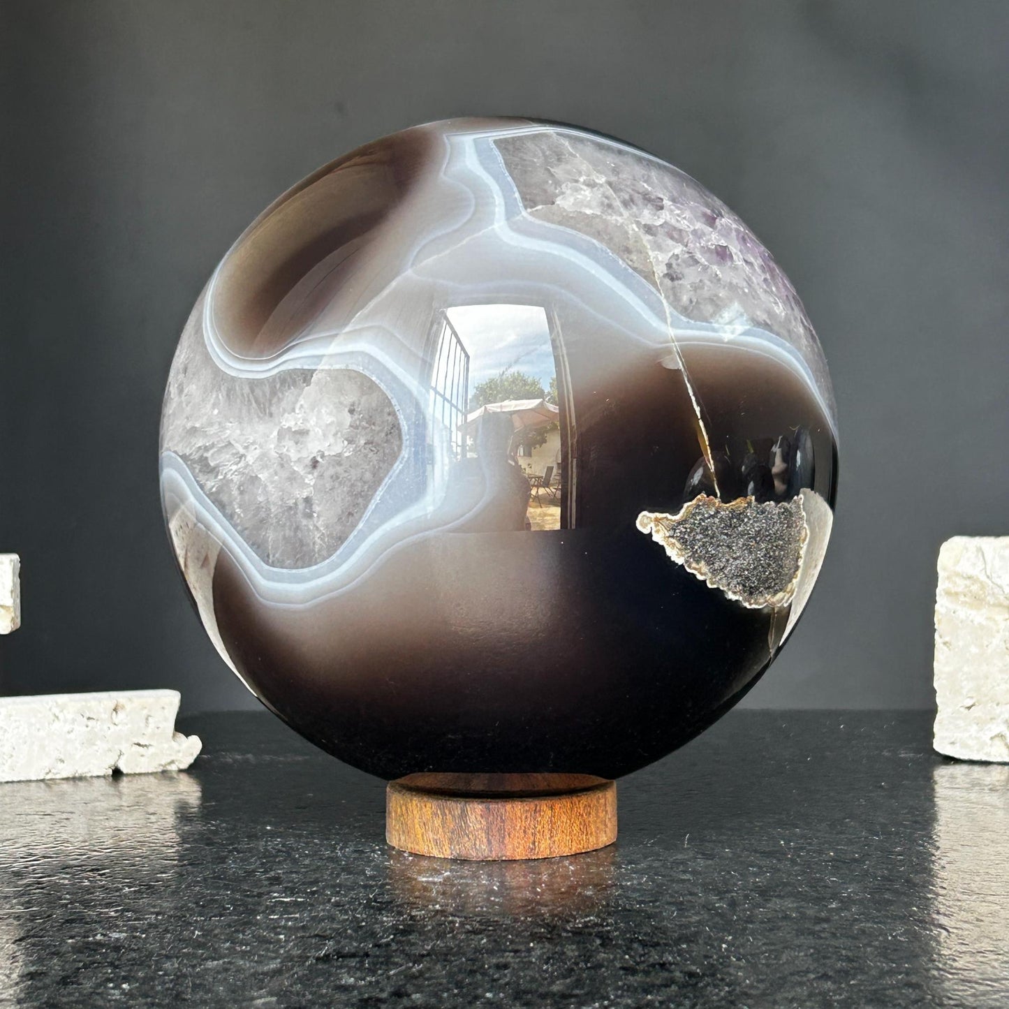 Amethyst and Agate Sphere, Open Crystal ball