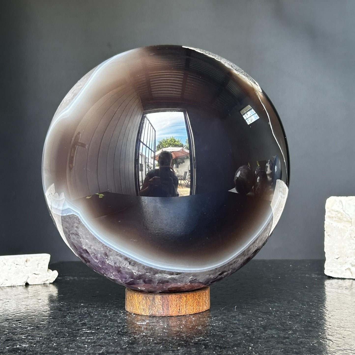 Amethyst and Agate Sphere, Open Crystal ball
