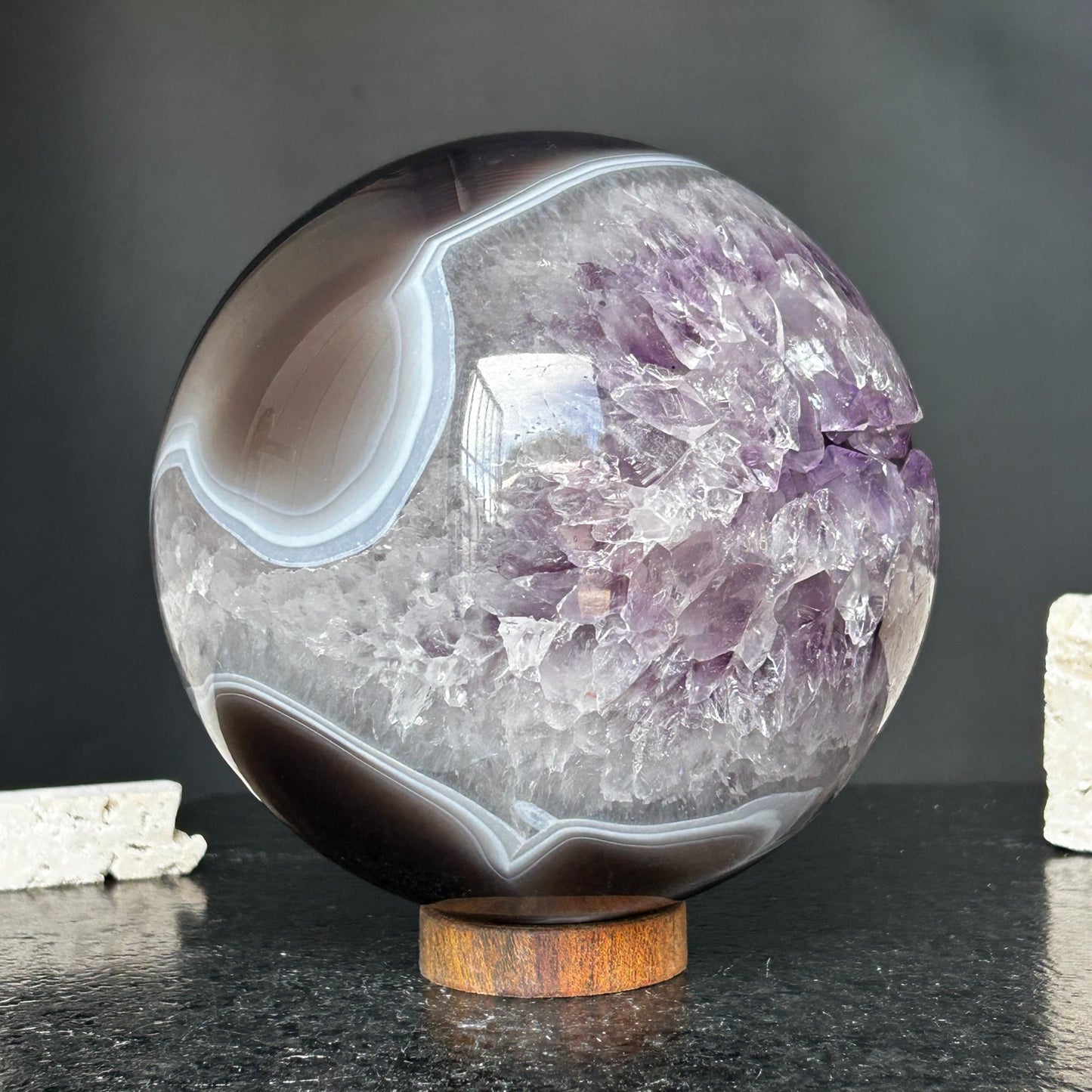Amethyst and Agate Sphere, Open Crystal ball