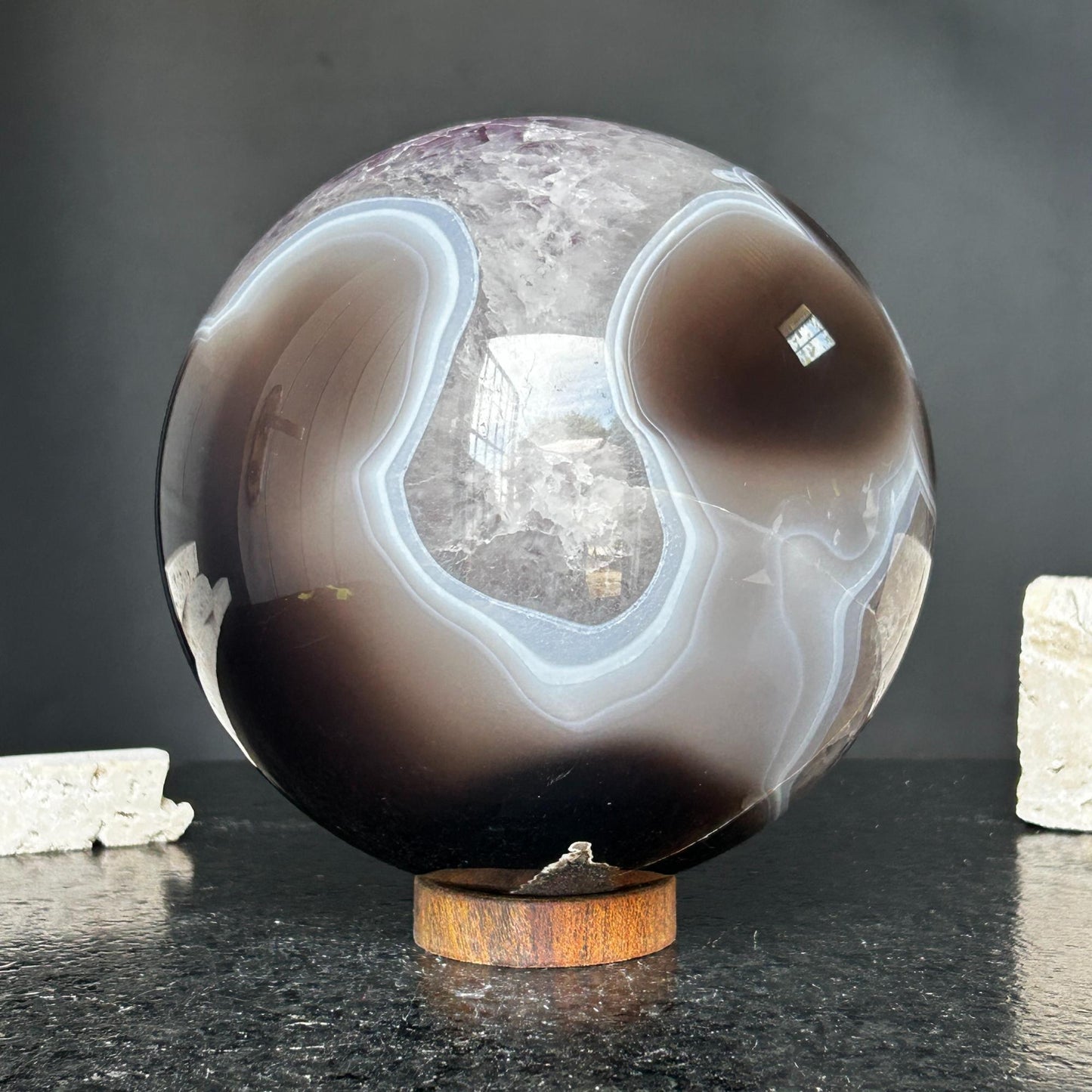 Amethyst and Agate Sphere, Open Crystal ball