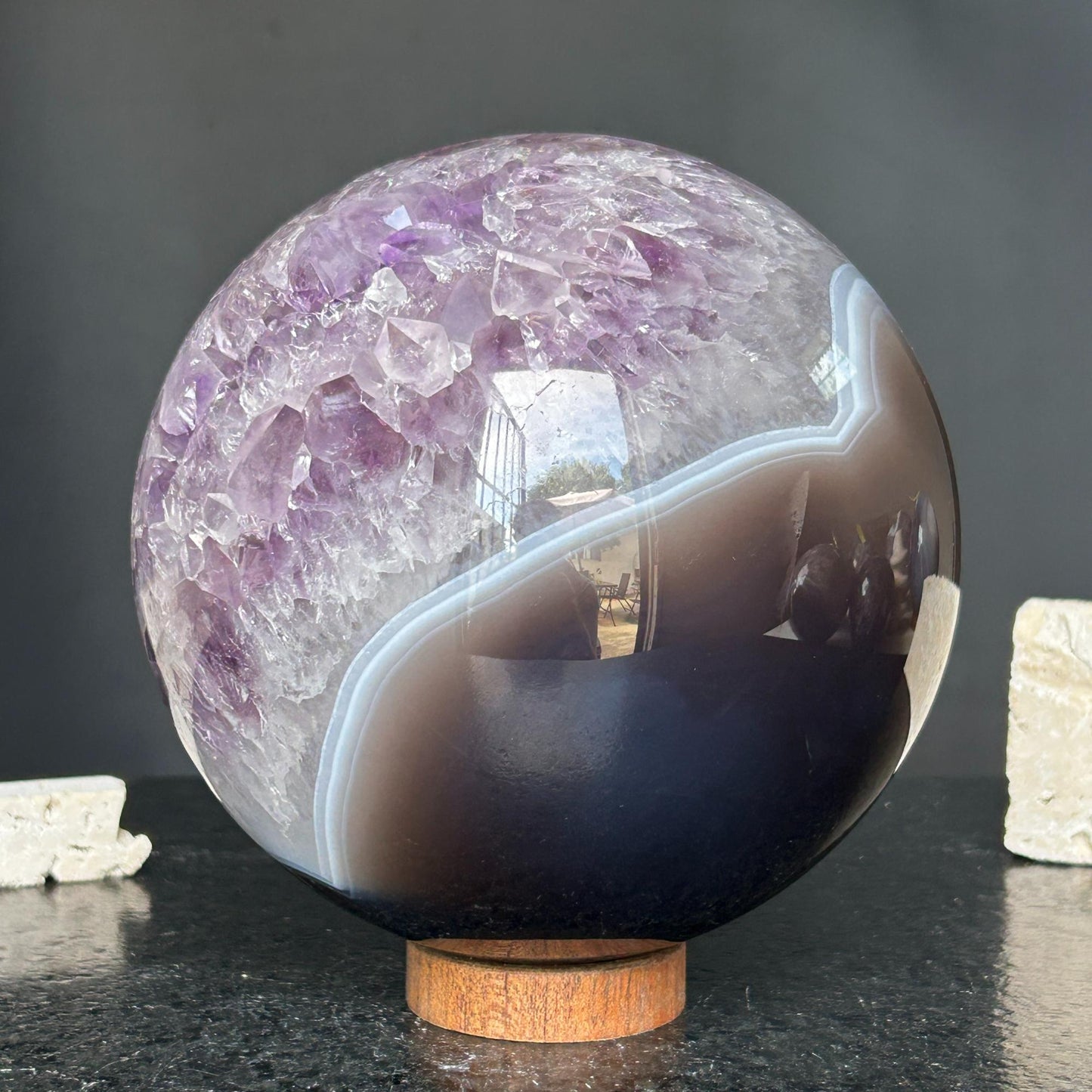 Amethyst and Agate Sphere, Open Crystal ball