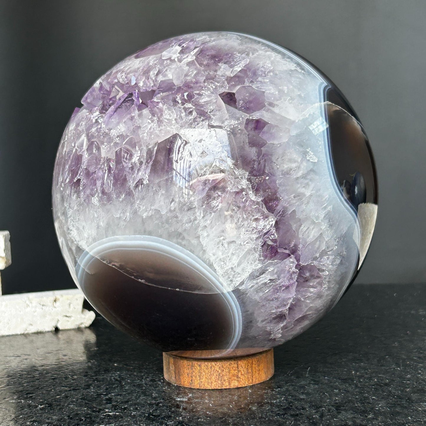 Amethyst and Agate Sphere, Open Crystal ball