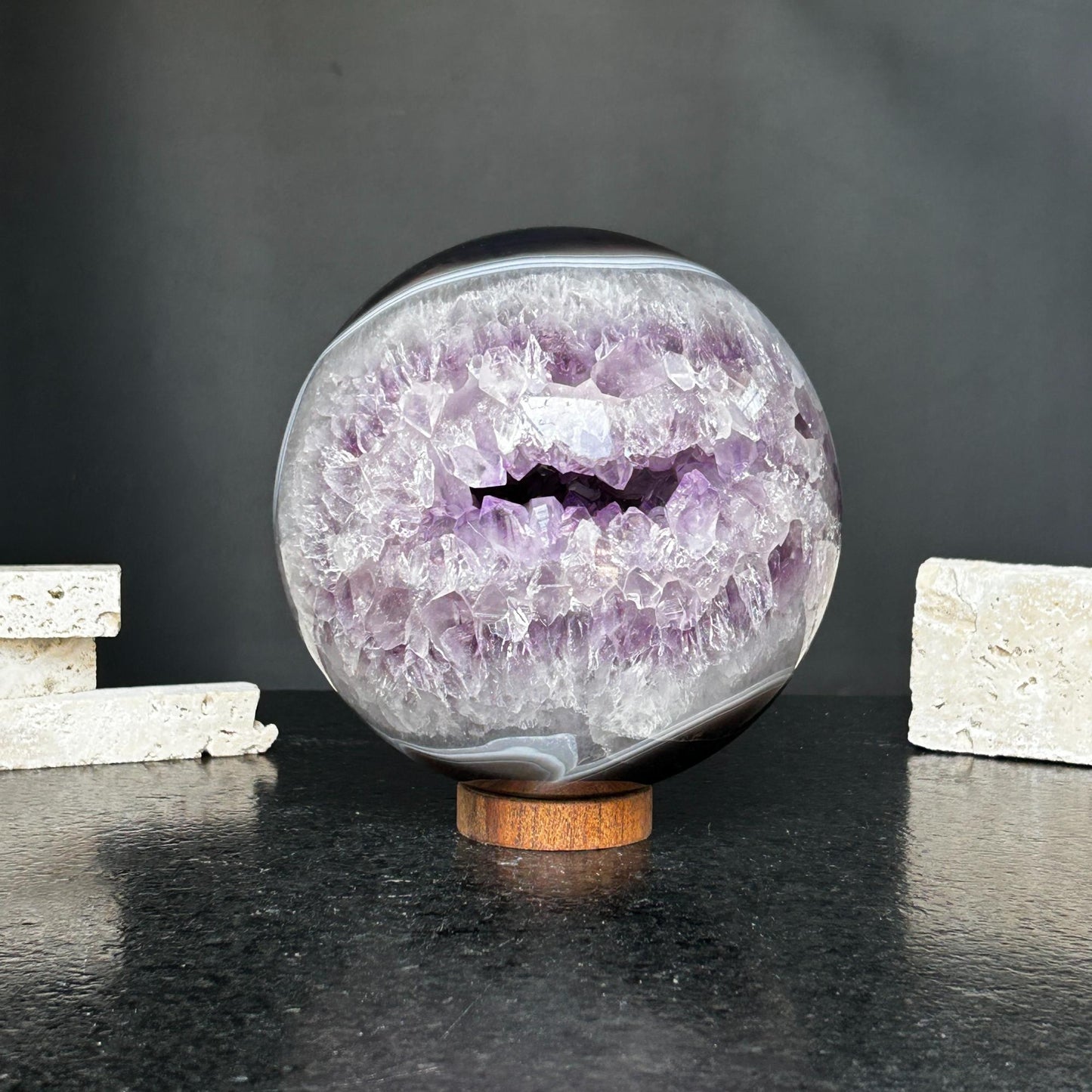 Amethyst and Agate Sphere, Open Crystal ball