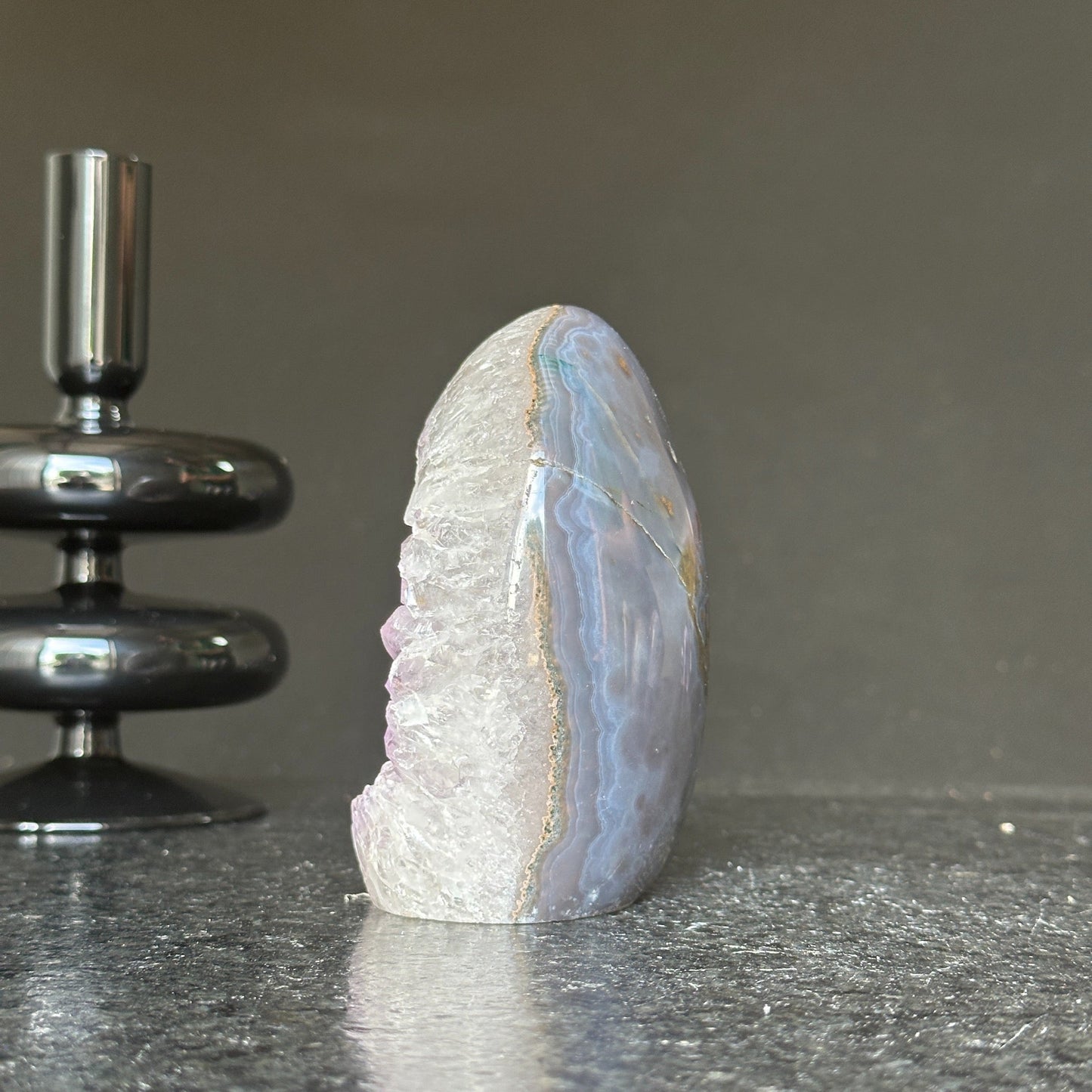 Amethyst Egg Geode – AAA Quality Quartz Crystal Cluster with Agate Formations