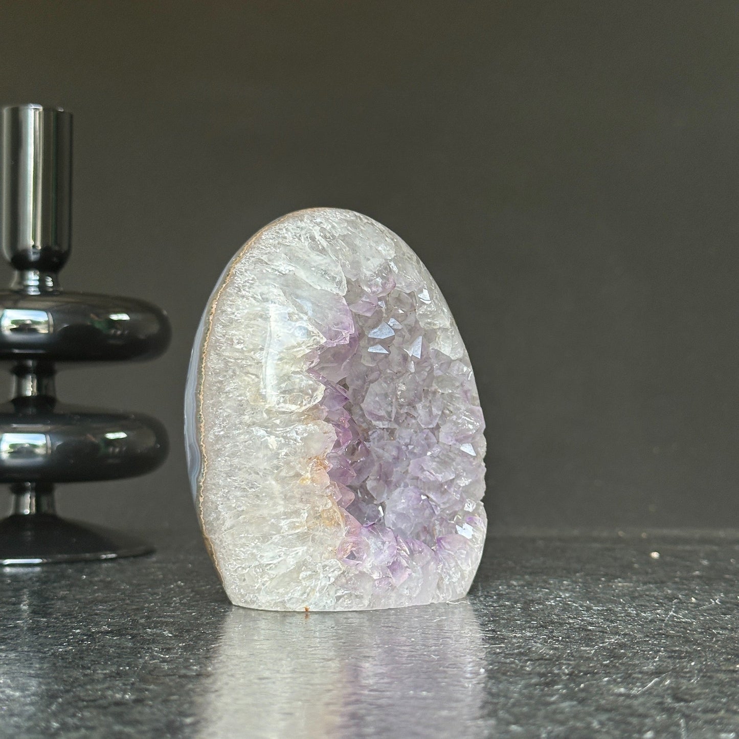 Amethyst Egg Geode – AAA Quality Quartz Crystal Cluster with Agate Formations