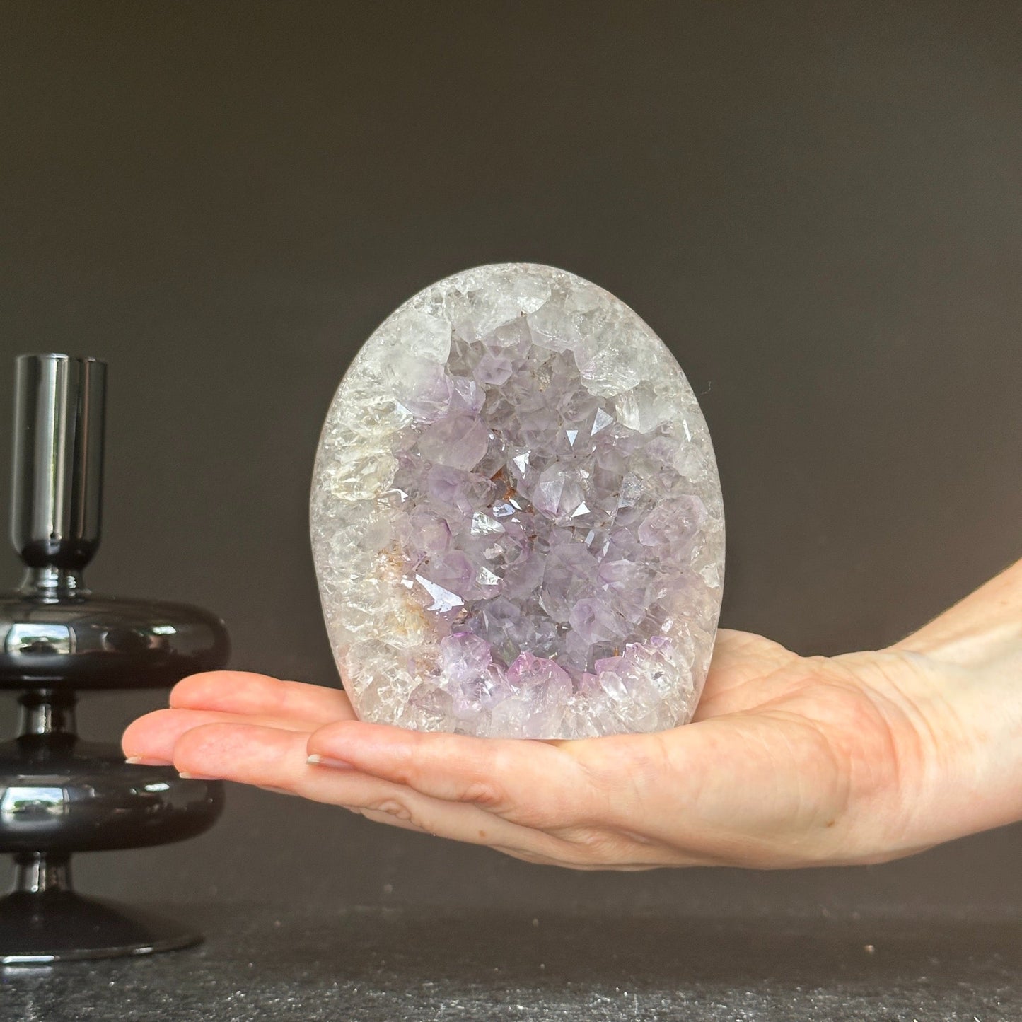Amethyst Egg Geode – AAA Quality Quartz Crystal Cluster with Agate Formations