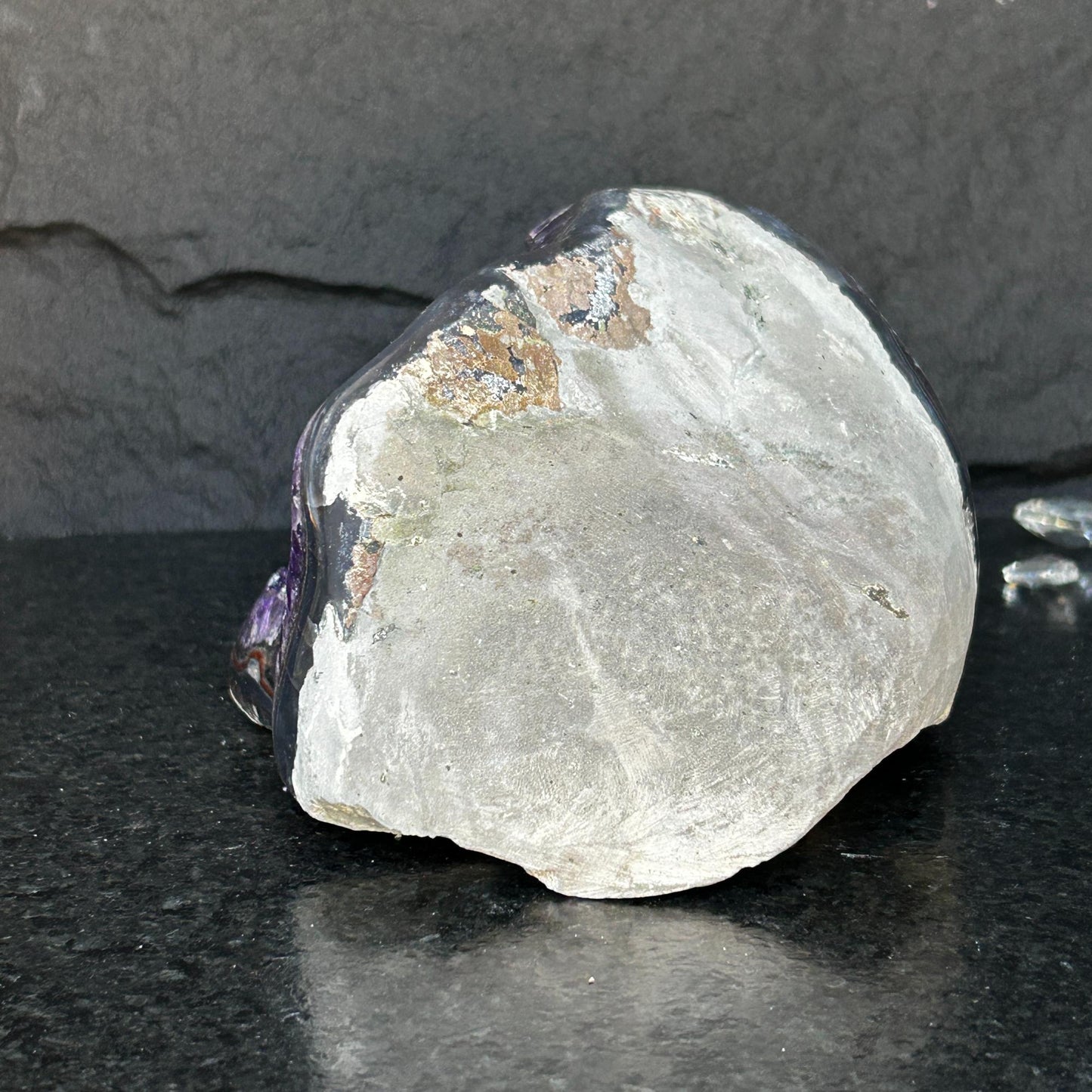 Deep Amethyst Geode Cave with Agate edges, 8+ lbs!!
