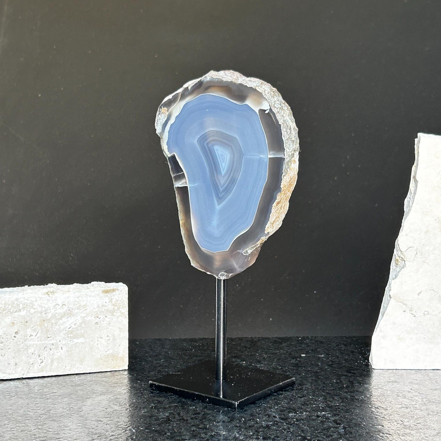 Agate Slice, metallic base included, Natural Colors - Ethically Sourced