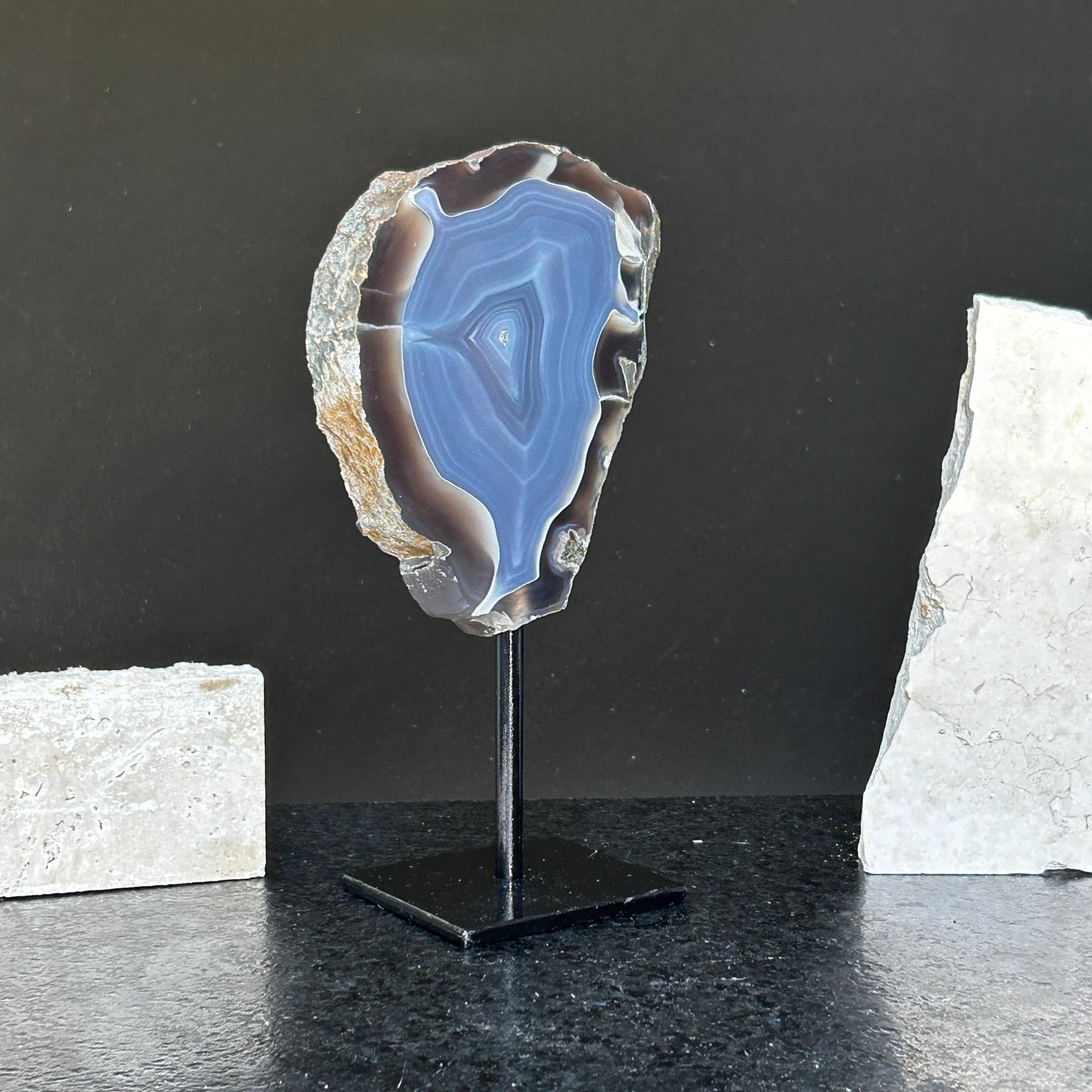 Agate Slice, metallic base included, Natural Colors - Ethically Sourced
