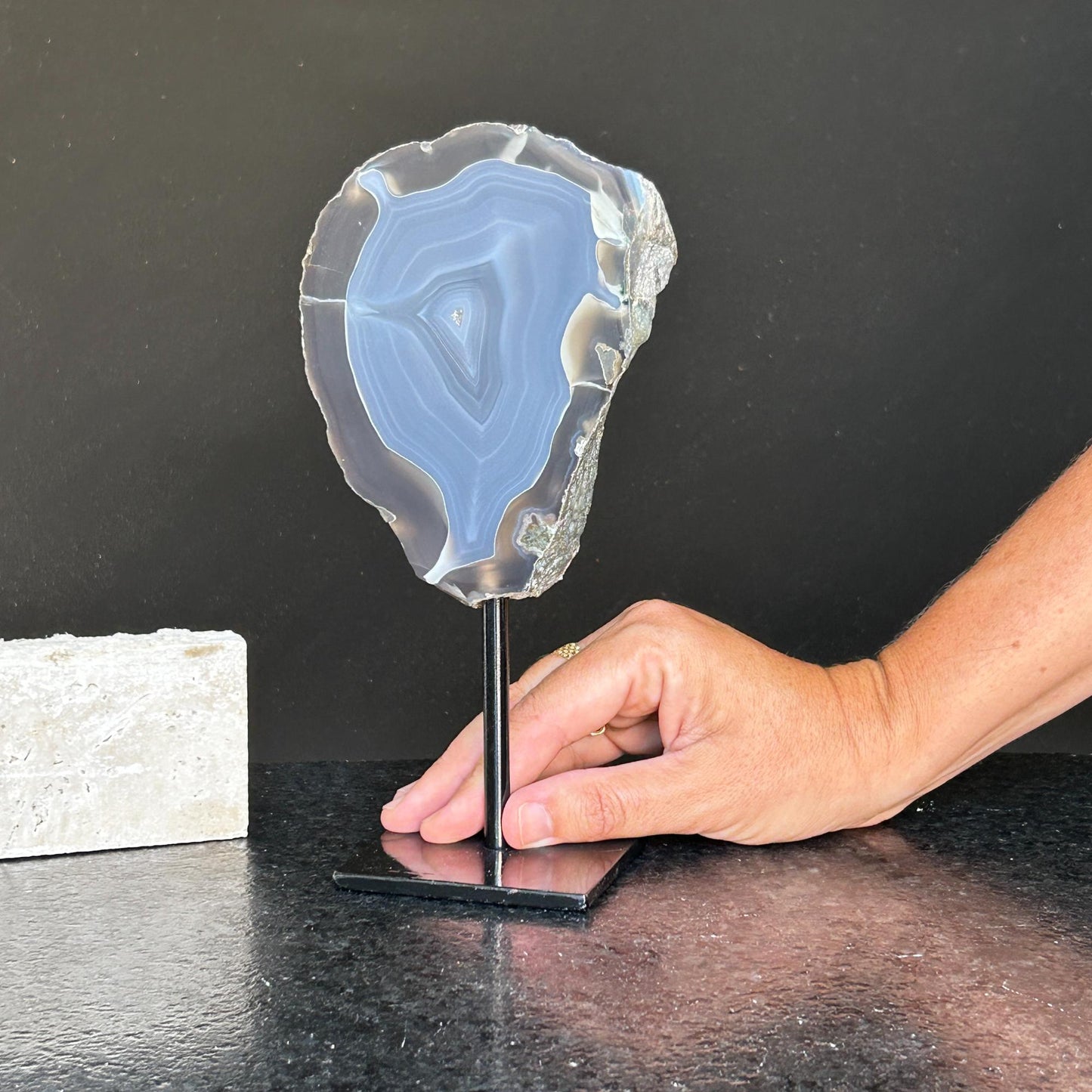 Agate Slice, metallic base included, Natural Colors - Ethically Sourced