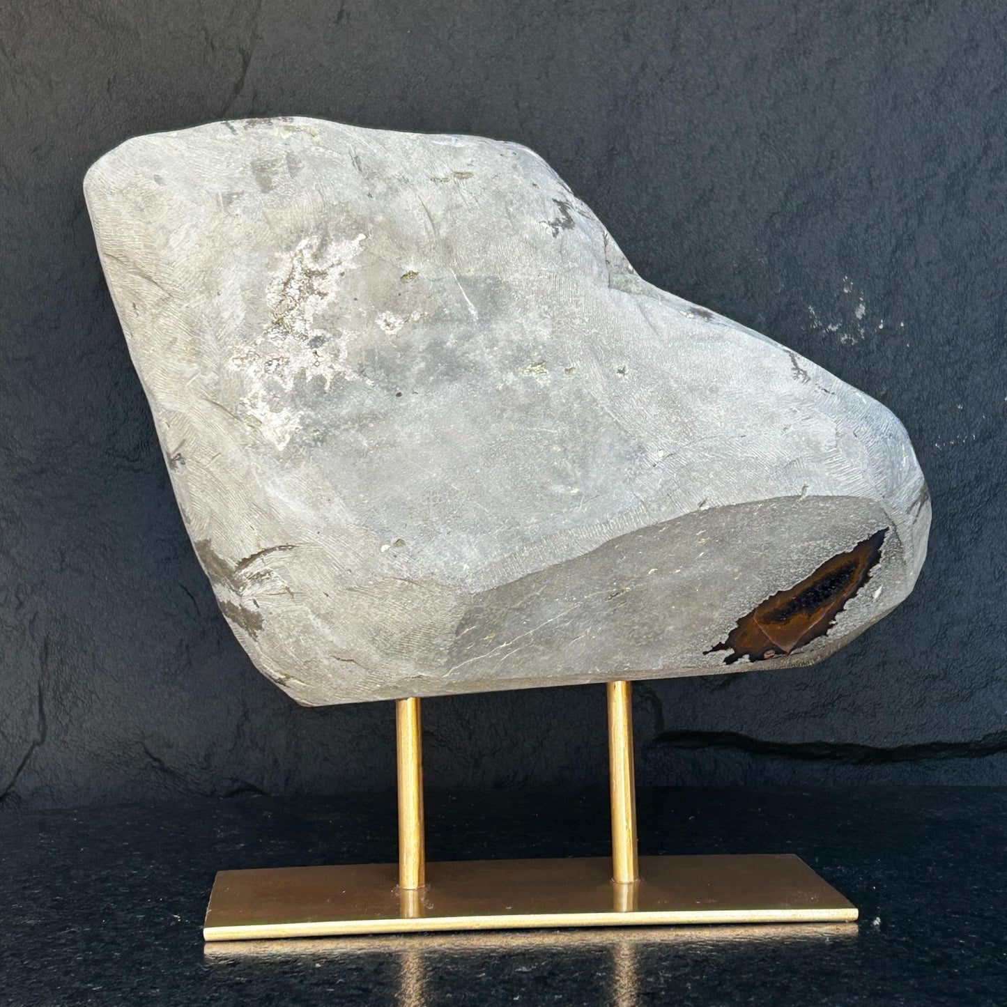 Amethyst Geode Cave, with Metallic Base - Statement Piece - URUGUAY Ethically Sourced