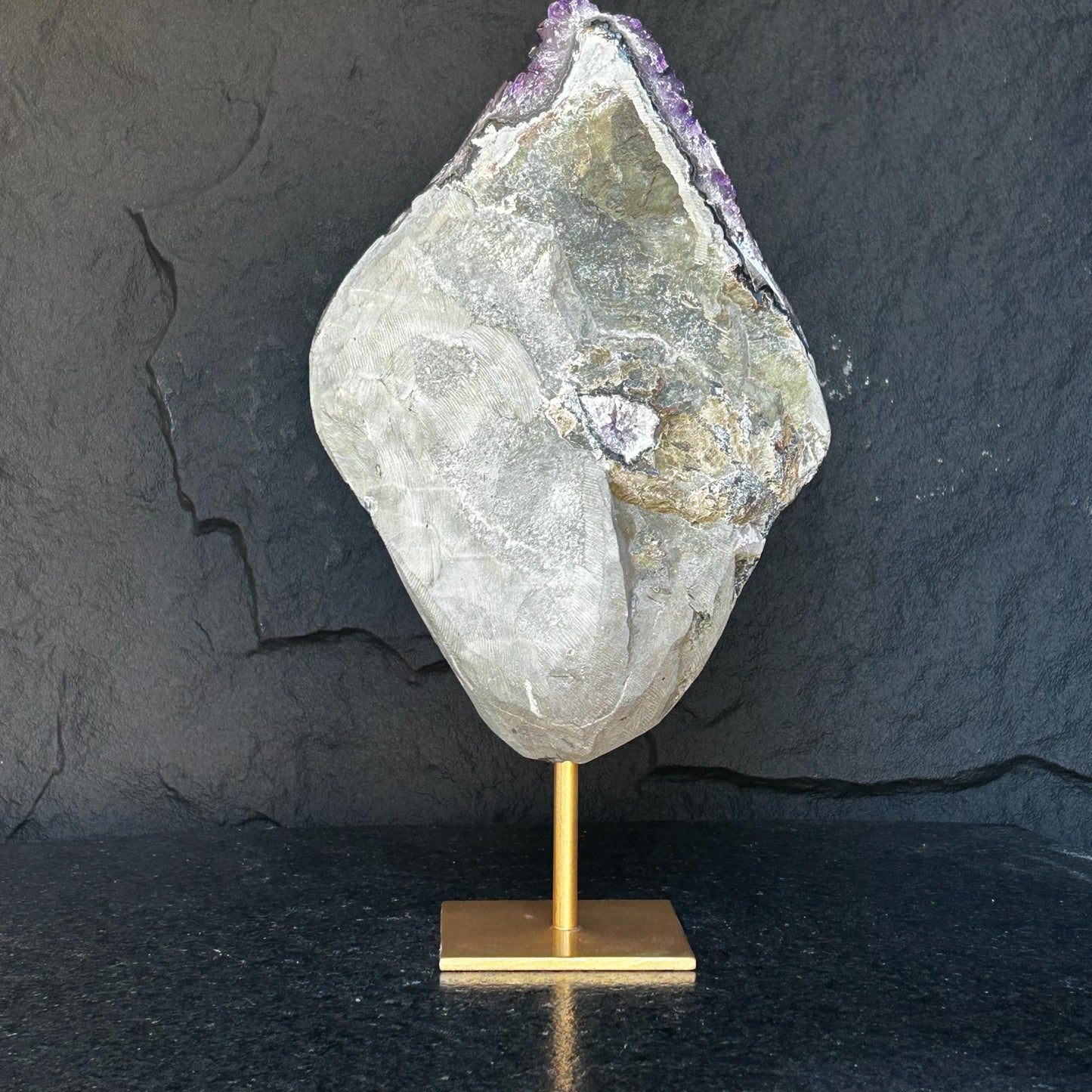 Stunning Natural Amethyst Geode with Metal Stand for Home Decor, XL Amethyst Cave