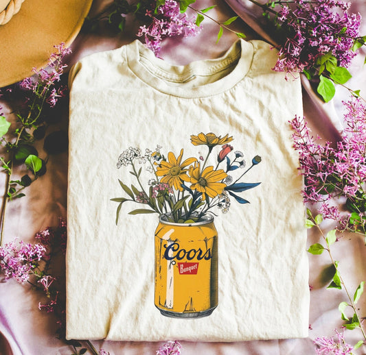 Flowers with beer can - Tshirt