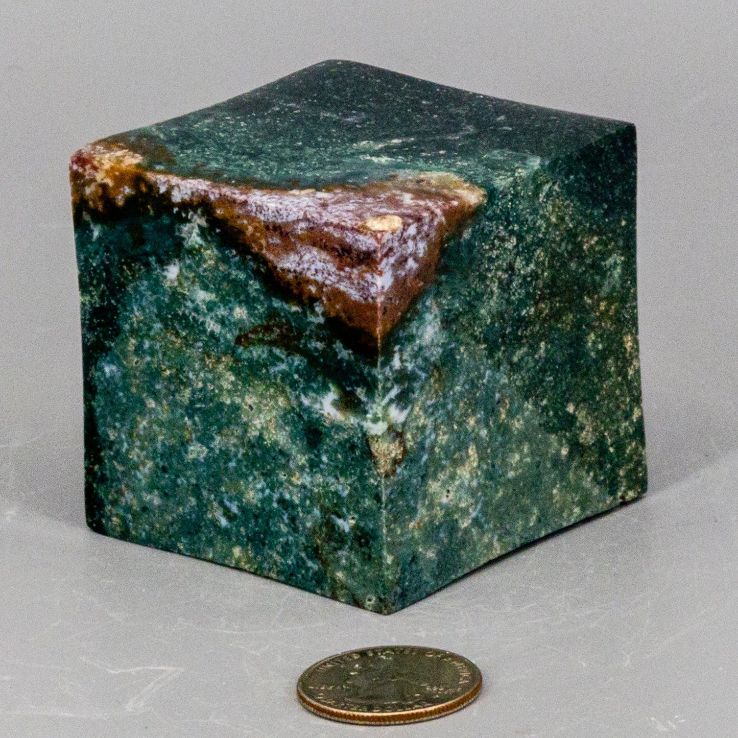 Green Jasper Cube with Cut Corner