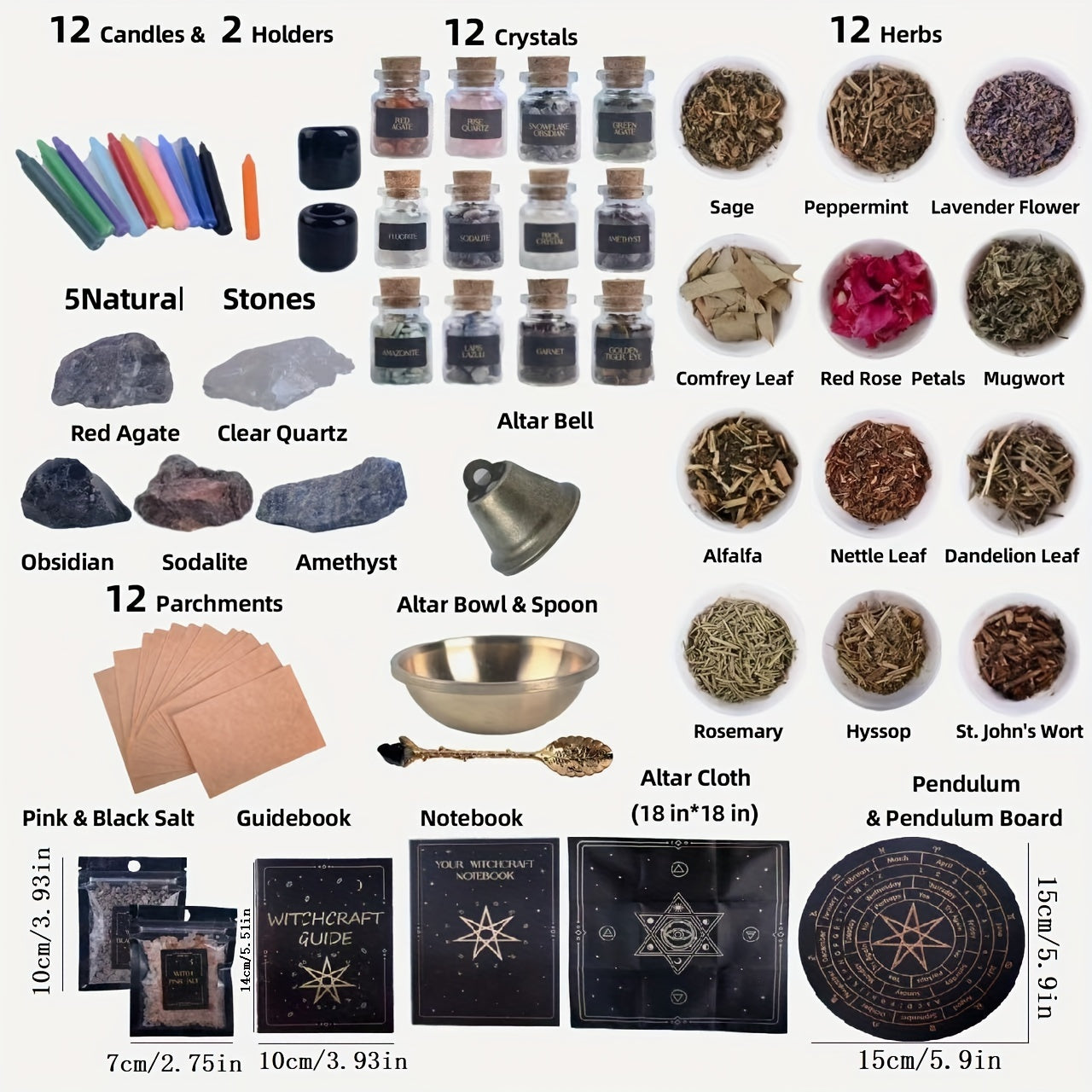 Beginner Witchcraft Starter Kit (65 pc) – Complete Wiccan & Pagan Ritual Set