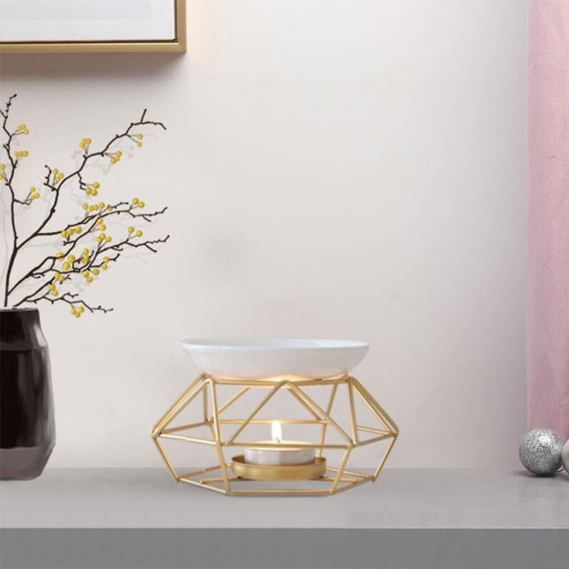 Gold Geometric Ceramic Essential Oil/Wax Melt Burner