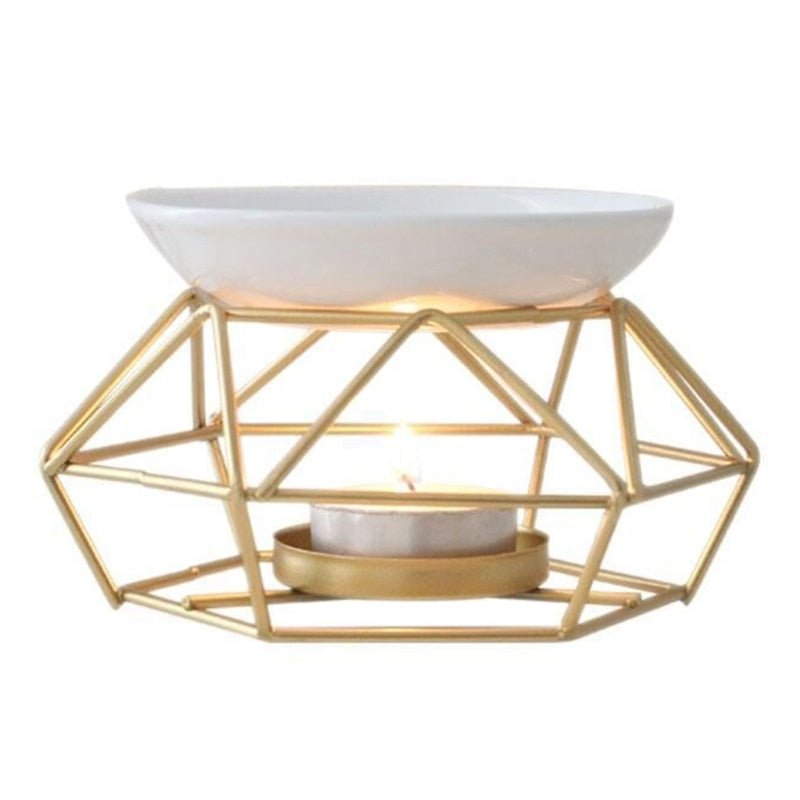 Gold Geometric Ceramic Essential Oil/Wax Melt Burner