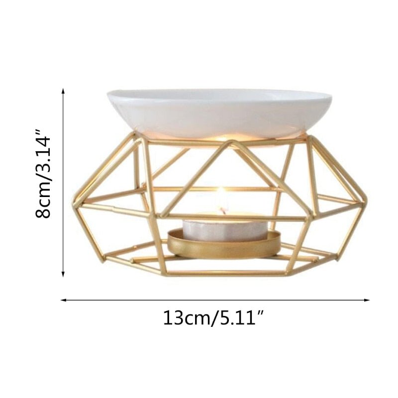 Gold Geometric Ceramic Essential Oil/Wax Melt Burner
