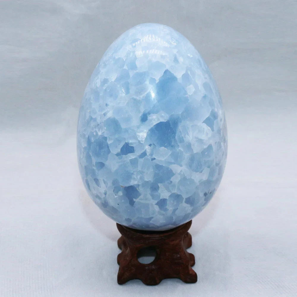 Blue Celestite Crystal Egg, with stand