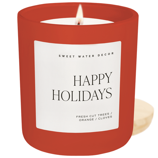 "Happy Holidays" 15oz Soy Candle - Apple, Cinnamon, Spruce, Orange, Clove