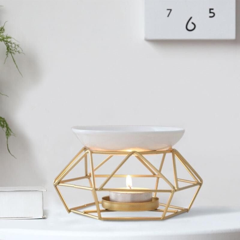 Gold Geometric Ceramic Essential Oil/Wax Melt Burner