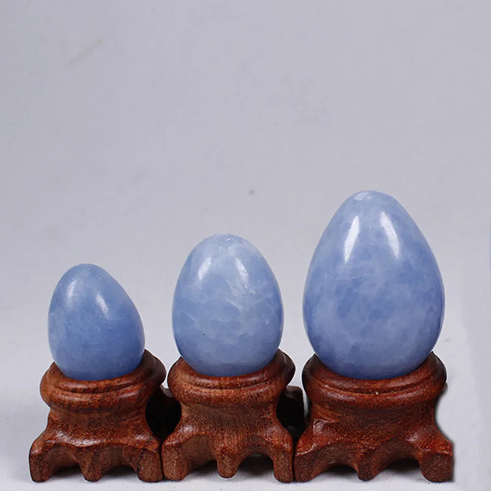 Blue Celestite Crystal Egg, with stand