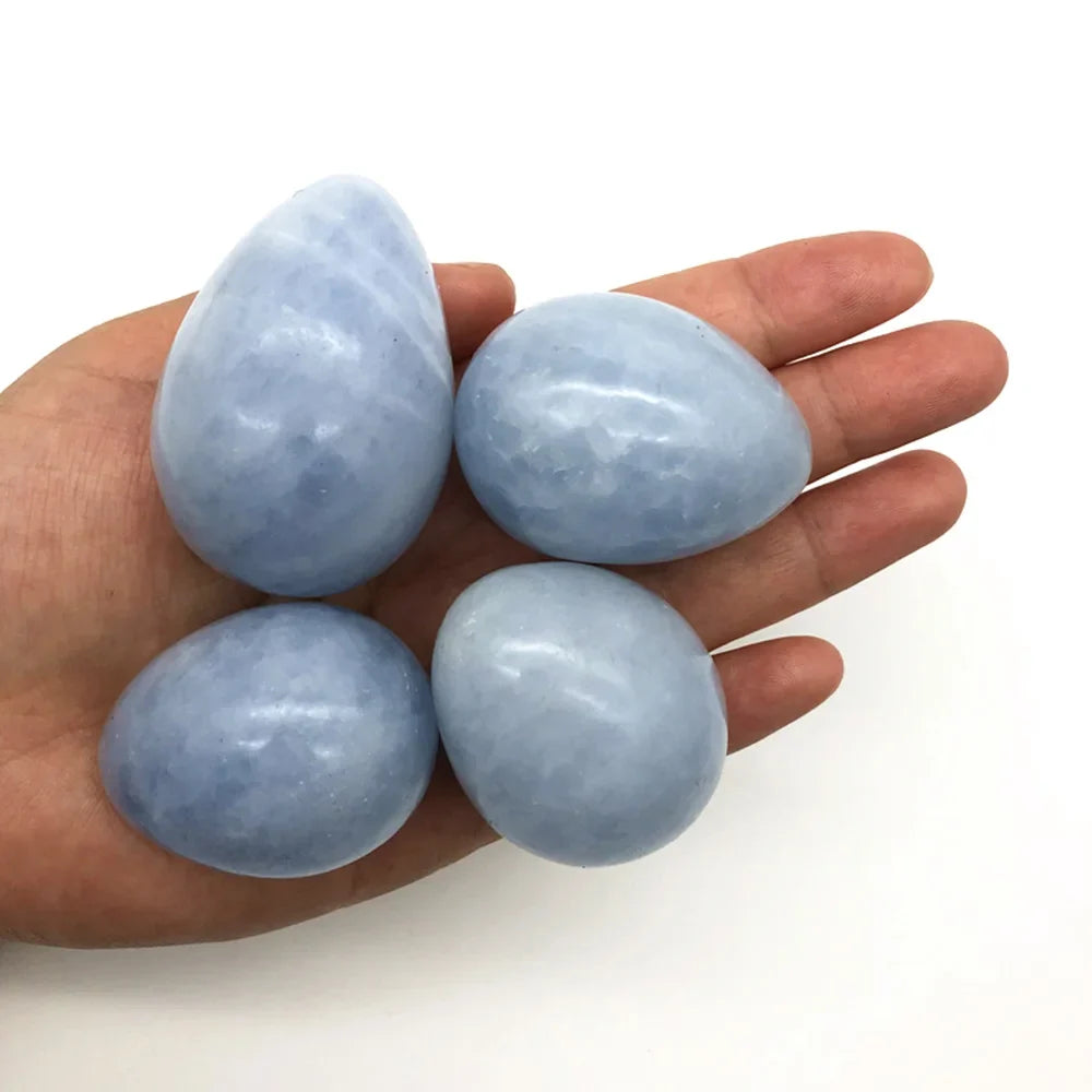 Blue Celestite Crystal Egg, with stand