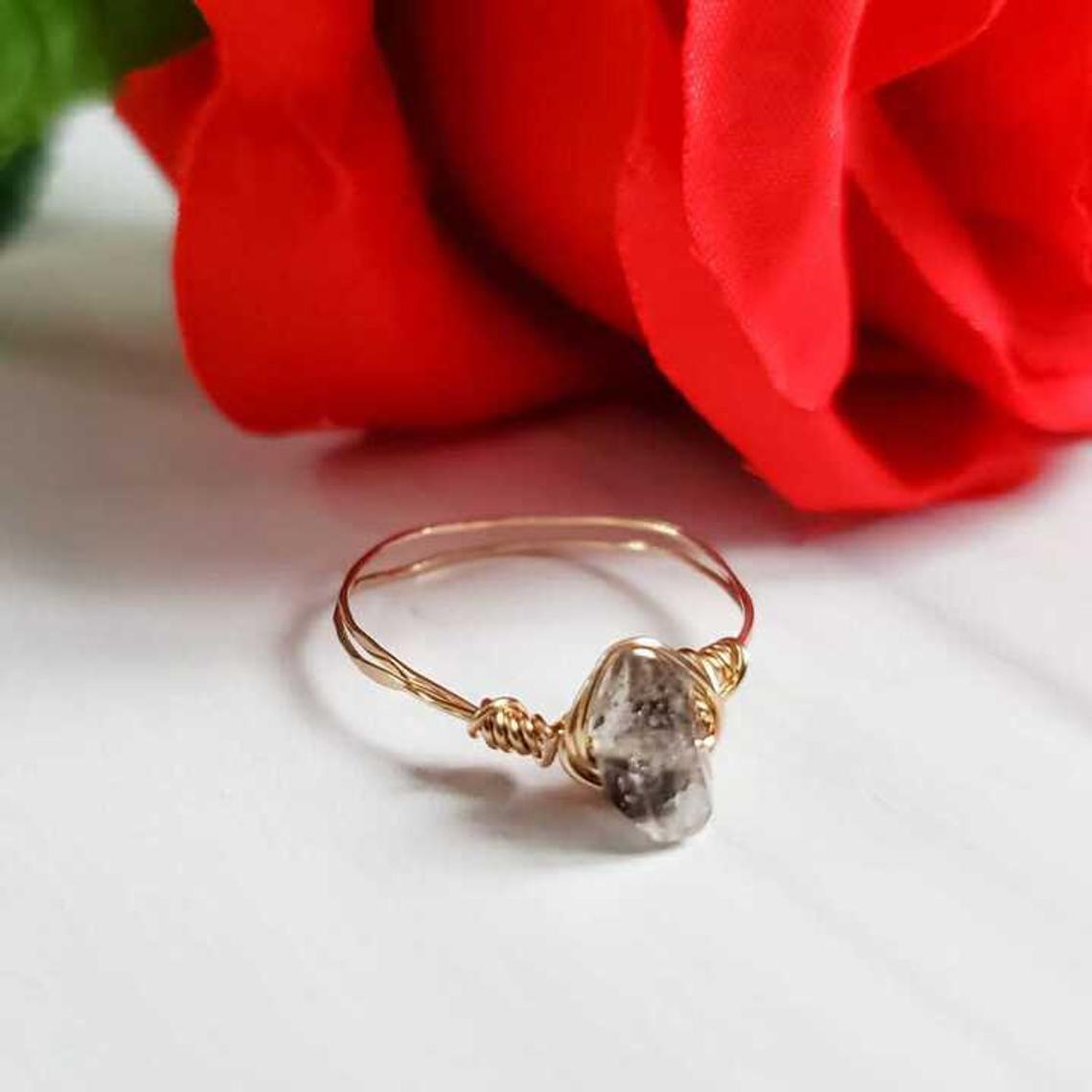 Herkimer Diamond Wire Wrapped Ring