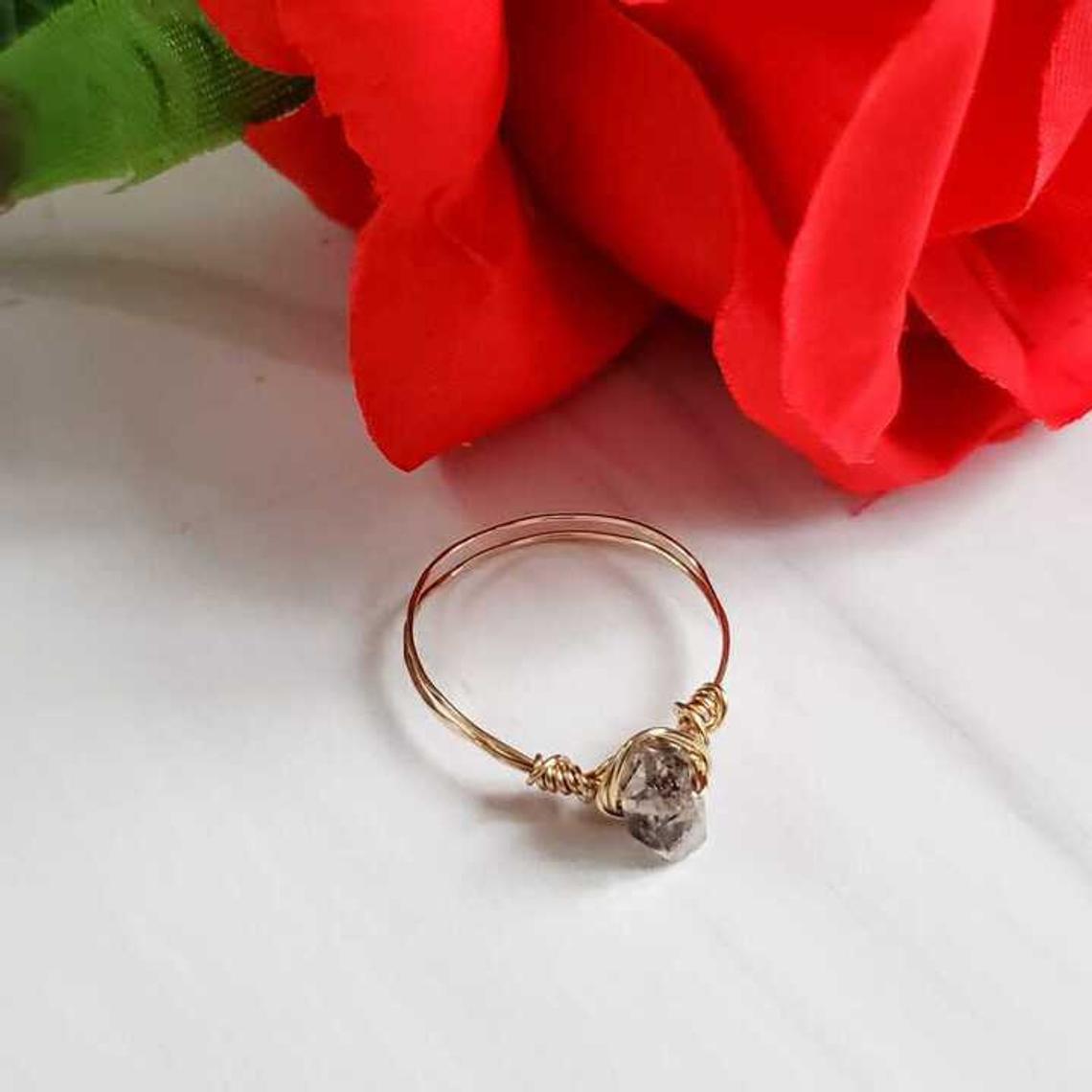 Herkimer Diamond Wire Wrapped Ring